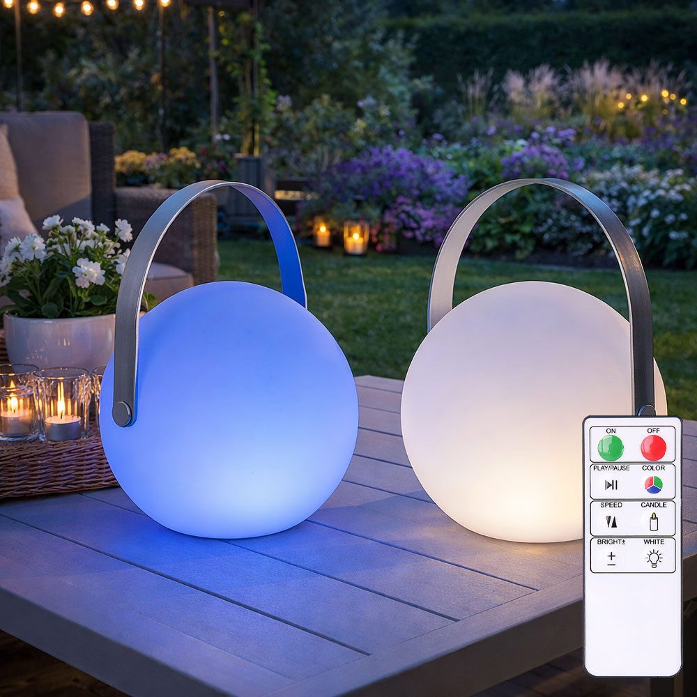 GLOBO LIGHTING LED Dekolicht, LED-Leuchtmittel fest verbaut, Warmweiß, Farbwechsel, Gartendeko Kugelleuchte mit Fernbedienung