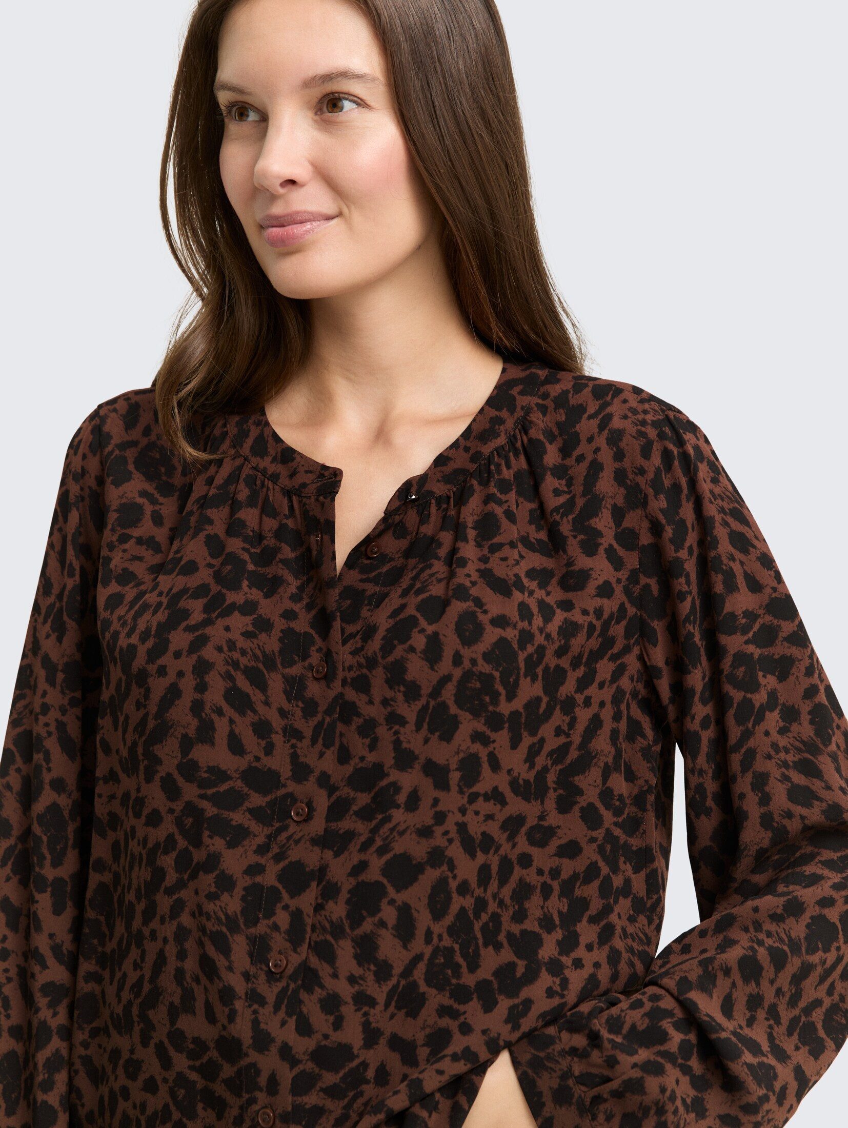 TOM TAILOR Langarmbluse Blusen & Shirts Bluse mit Leo-Print