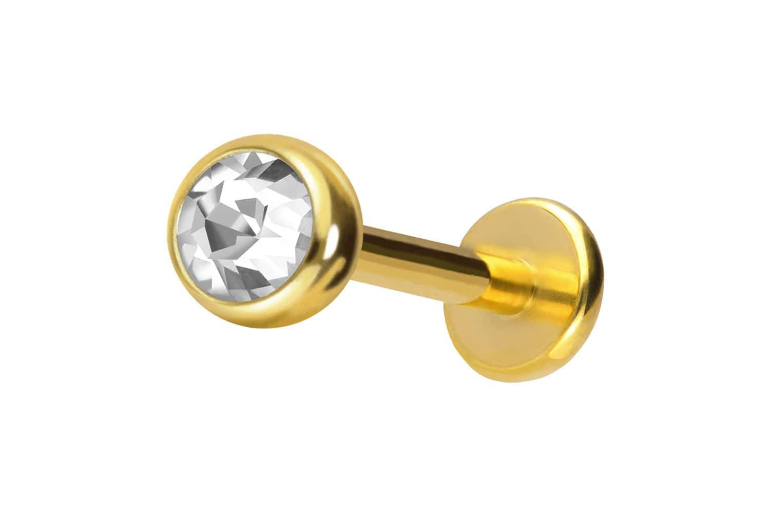 Piercing-Set Titan Labret mit Push Fit KRISTALL