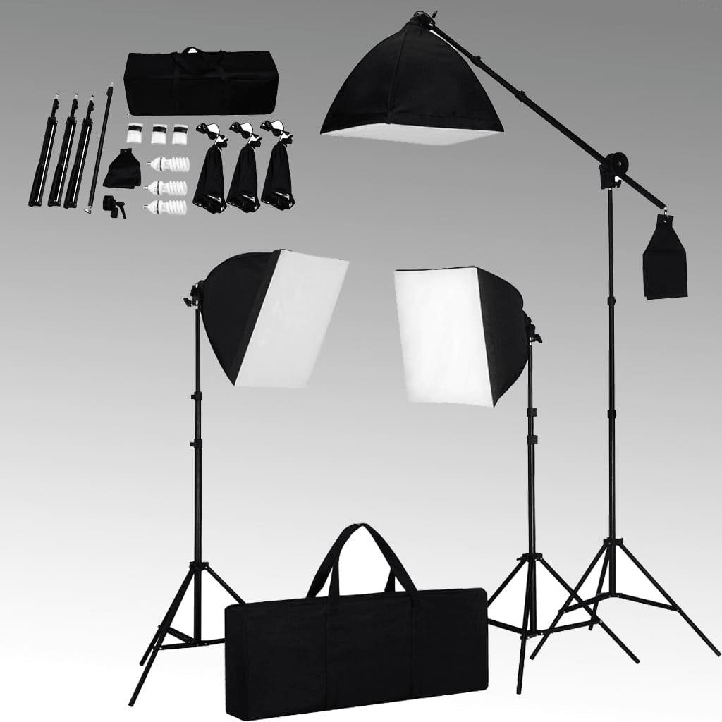 vidaXL Fotohintergrund Fotostudio Set mit Softbox-Leuchten Hintergrund und