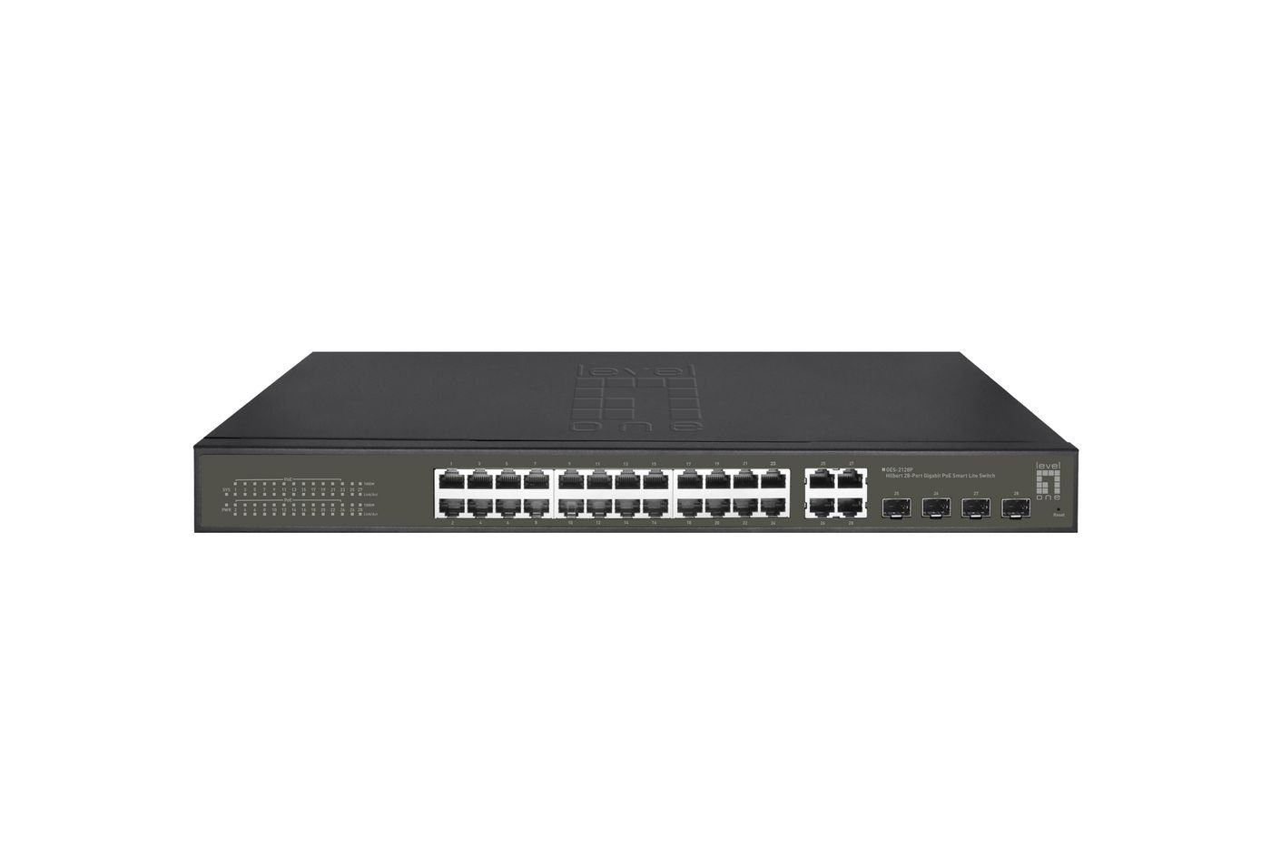LEVELONE Switch 24x GE GES-2128P 4xGSFP 19" 380W 16xPoE+ Netzwerk-Switch