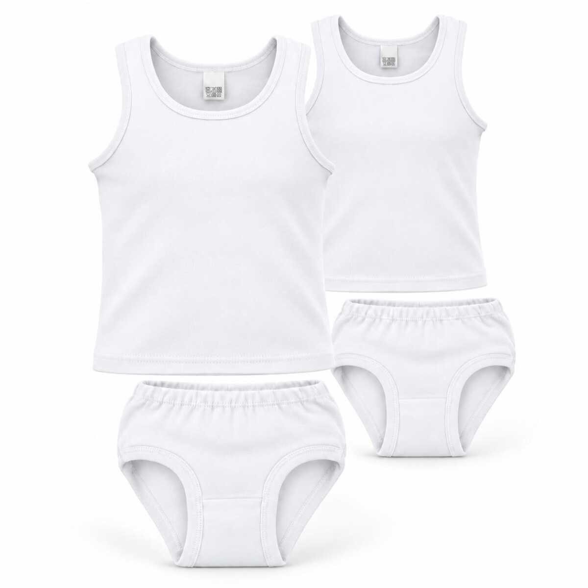 EloModa Unterhemd Kinder Unterwäsche-Set 4-teilig, 100 % Baumwolle, Unterhemd & Slip (4-St) 2 Kinder-Unterwäsche-Sets aus 100 % Baumwolle – Jungen/Mädchen