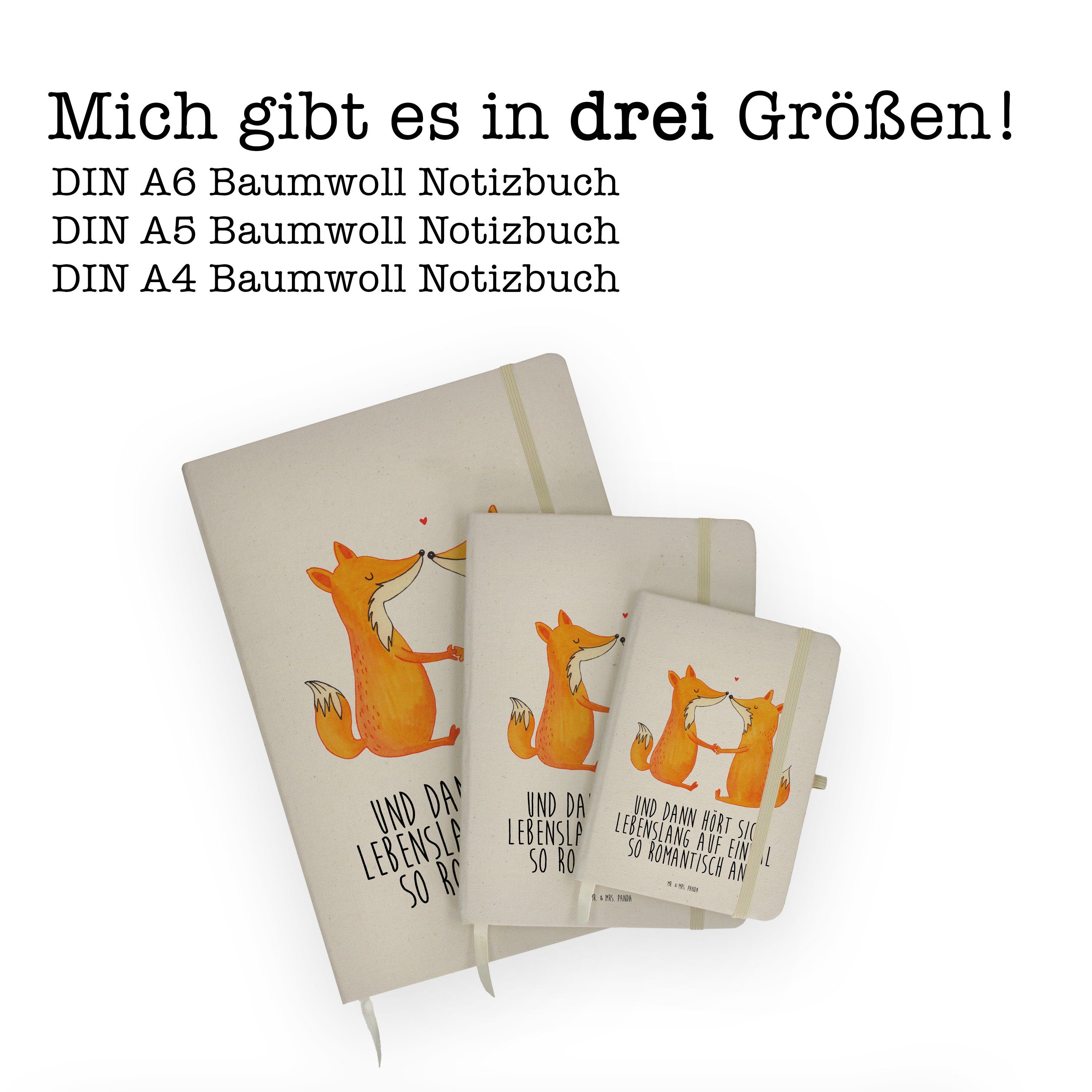 Geschenk, Mrs. Panda Füchse Freundin Liebe - Schreibheft, Mrs. Panda Mr. Transparent Mr. & Notizen, Notizbuch - &