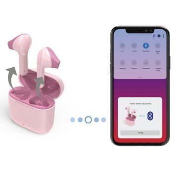 Hama Bluetooth® Kopfhörer True Wireless, Earbuds, Autopairing, Apple Siri Bluetooth-Kopfhörer (Freisprechfunktion, Sprachsteuerung, Google Assistant, Siri, A2DP Bluetooth, AVRCP Bluetooth, HFP, HSP, PBAP, SPP, Google Assistant, Berührungssteuerung, integriertes Mikrofon)