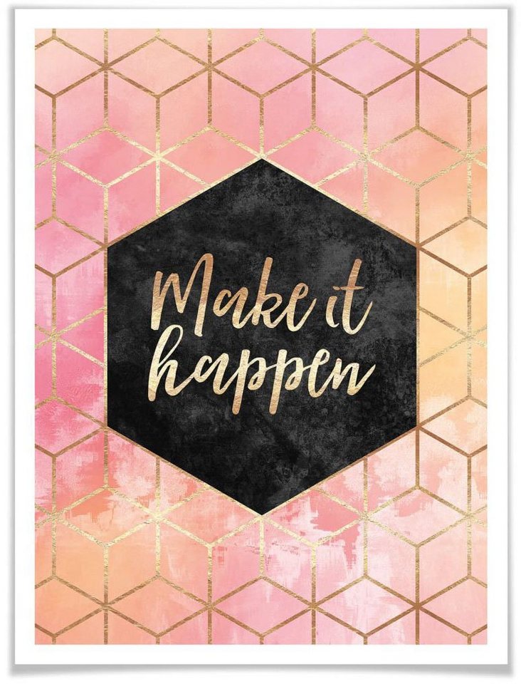 Wall-Art Poster Make it Happen Gold, Schriftzug (1 St)