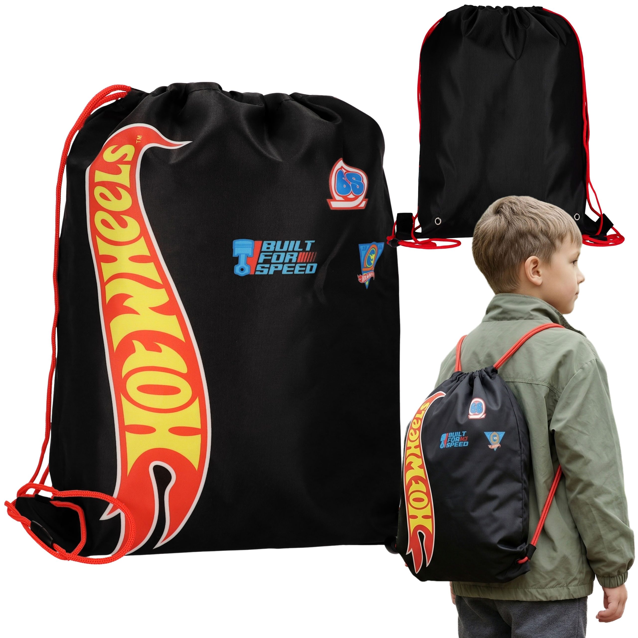 Hot Wheels Turnbeutel Hot Wheels Jungen-Turnbeutel / Sportbeutel Schwarz 39 x 33 cm
