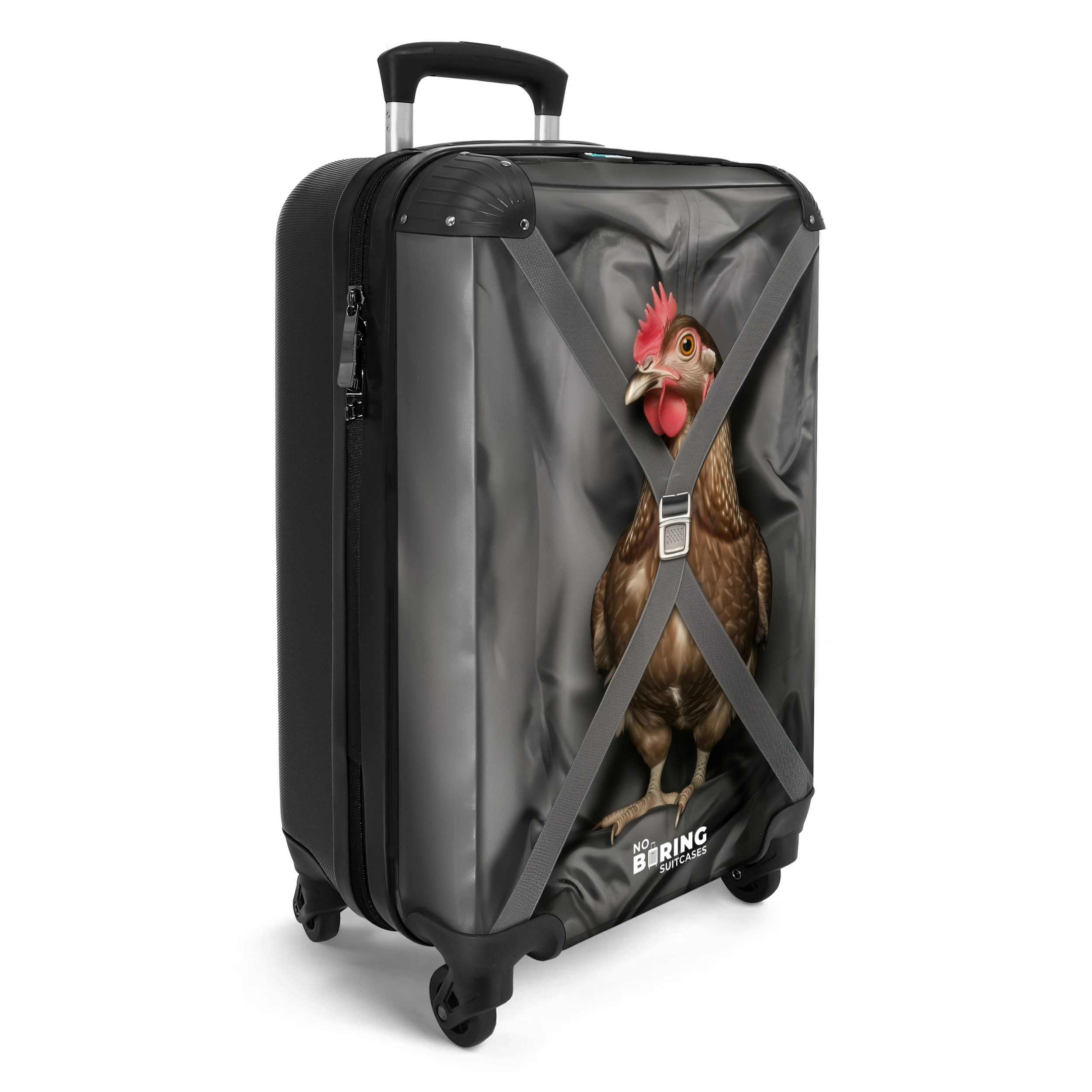 NoBoringSuitcases.com© Hartschalen-Trolley Reisendes Huhn 55x35x20cm, Reisetasche mit Rollen, Koffer Handgepäck Flugzeug – Bild 2 von 5