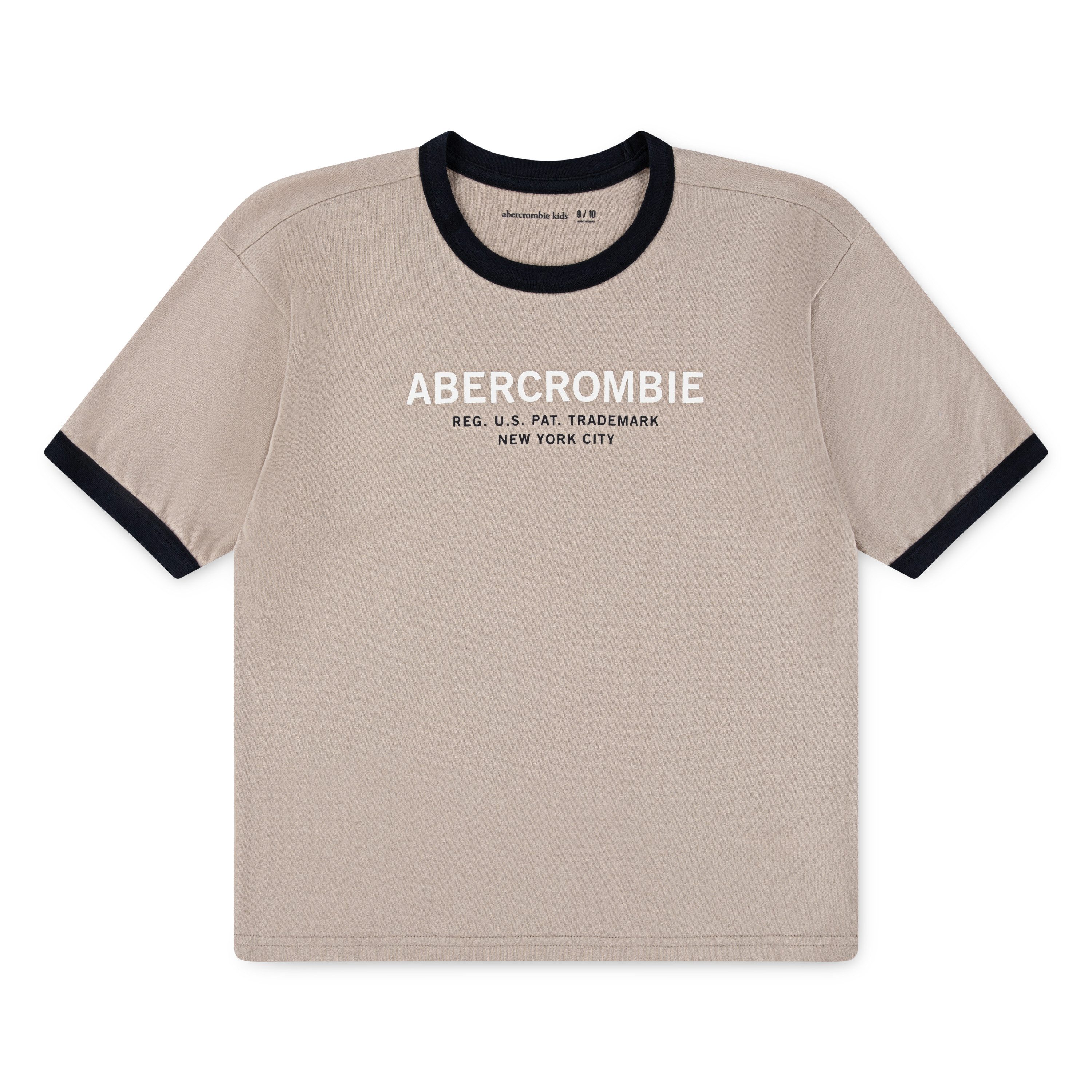 Abercrombie Kids T-Shirt Ausschnitt und Ärmelabschluss mit kontrastfarbenem Rippbündchen