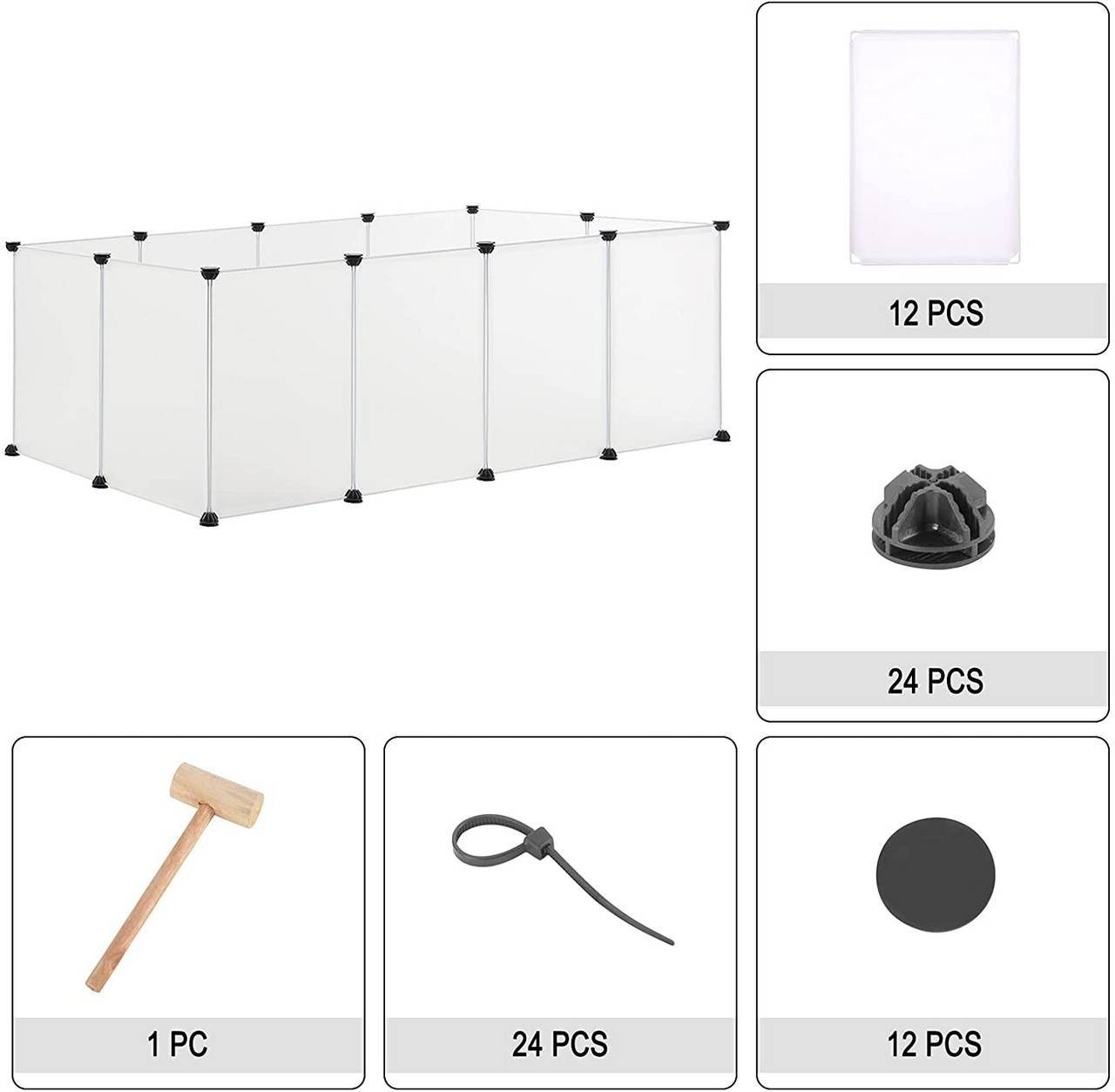 Thumbnail - EUGAD Freigehege, für Kaninchen Hasen DIY 12 Platten 145x75x46 cm