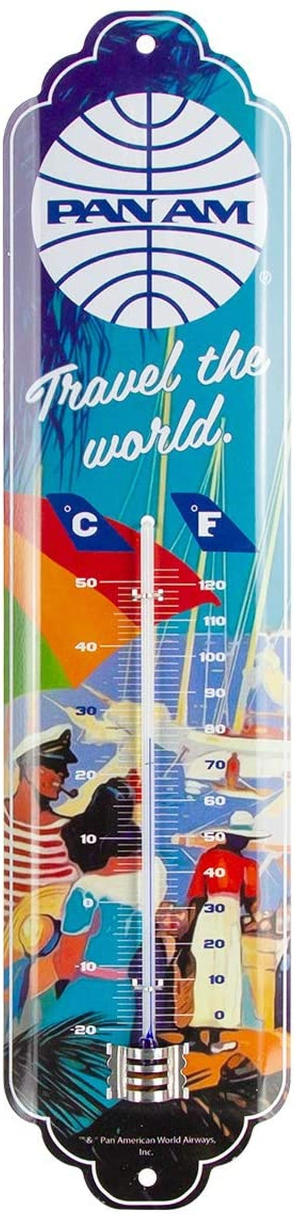 Nostalgic-Art Raumthermometer Retro Metall-Thermometer Innen Analog - Pan Am Travel the world