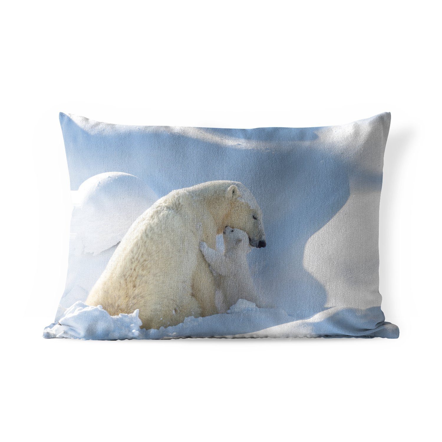 Kissenhülle - Polyester, Schnee, Dekokissen Outdoor-Dekorationskissen, - Tiere MuchoWow Eisbär Dekokissenbezug,