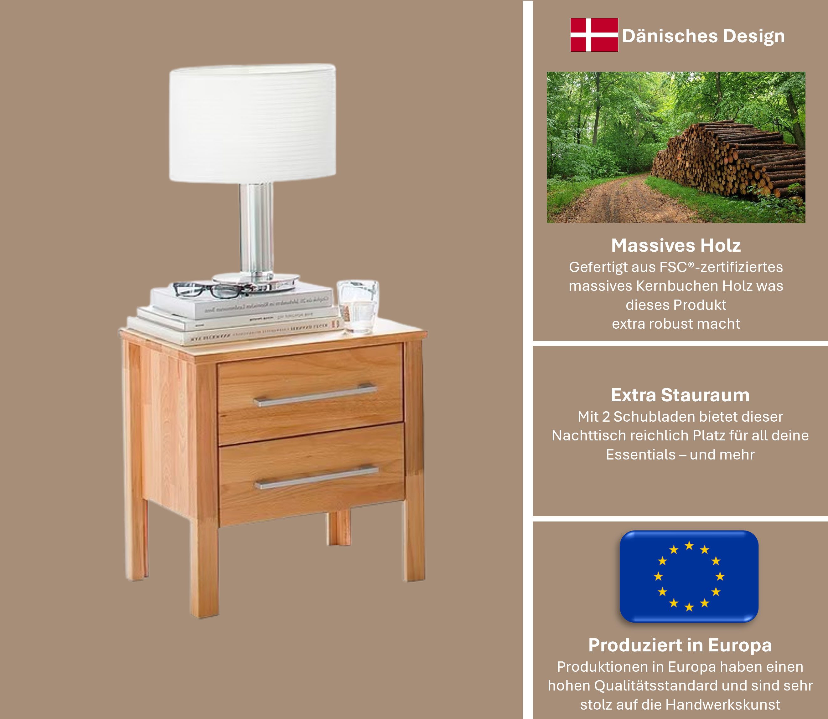 Home affaire Nachtkonsole Modesty Nachtkonsole, überzeugt durch sein klares günstig online kaufen