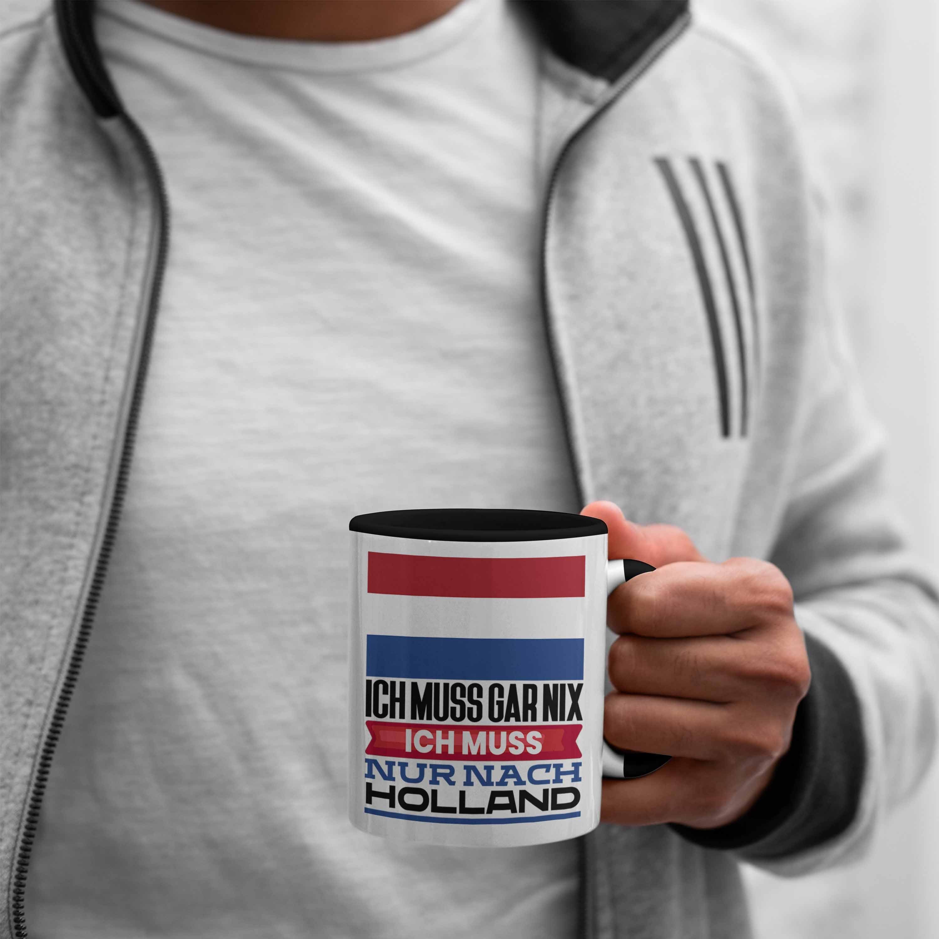 Trendation Tasse Holland Tasse Urlaub Geschenk Geburtstag Schwarz Geschenkidee für Holländer Ic