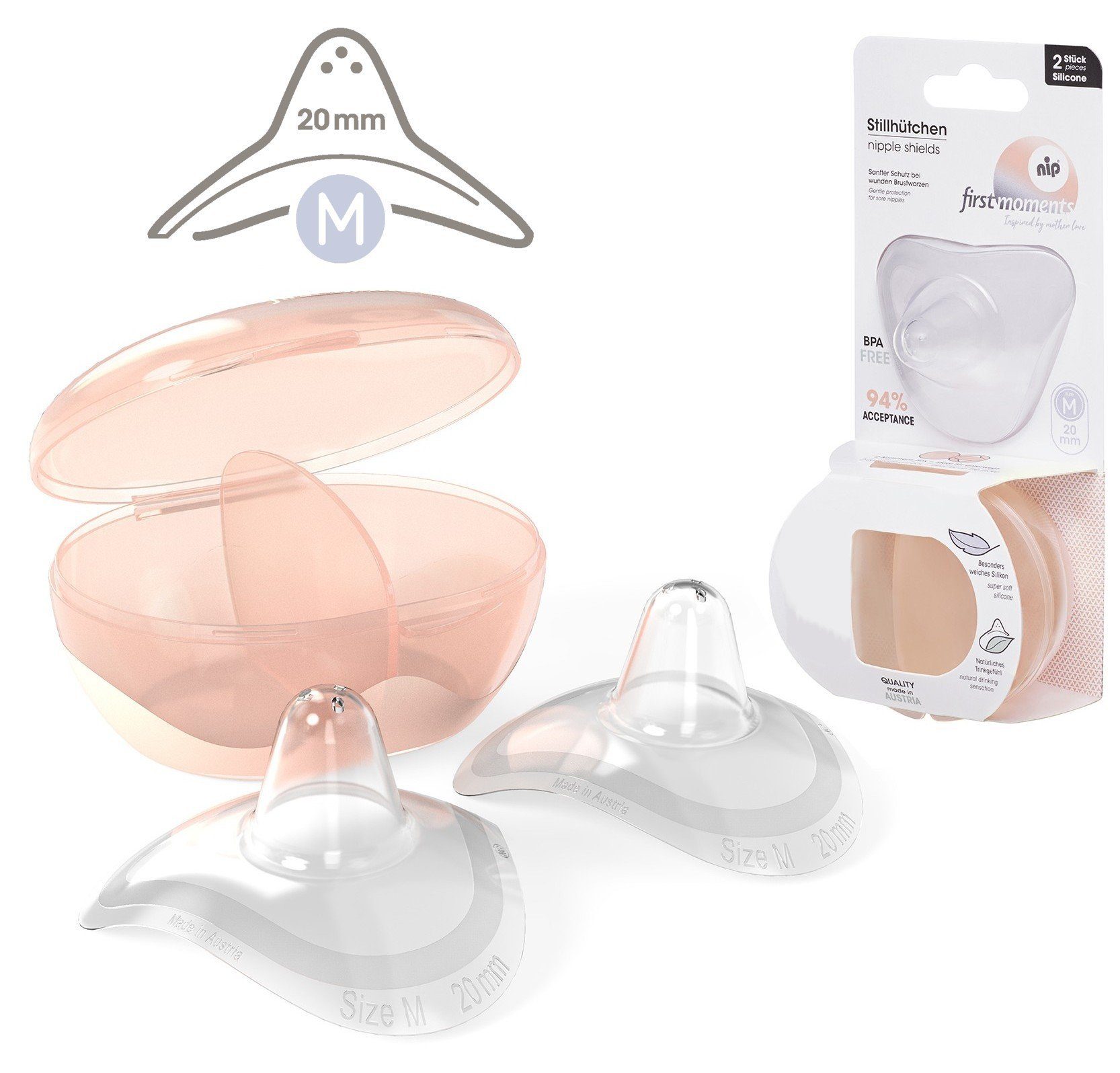nip BH-Stilleinlagen First Moments Накладки на соски aus hauchdünnem Silikon, M 20mm Gr.