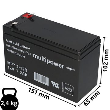 Multipower Multipower Blei-Akku MP7,2-12B Pb 12V / 7,2Ah VdS G109009, Faston 6,3 Bleiakkus