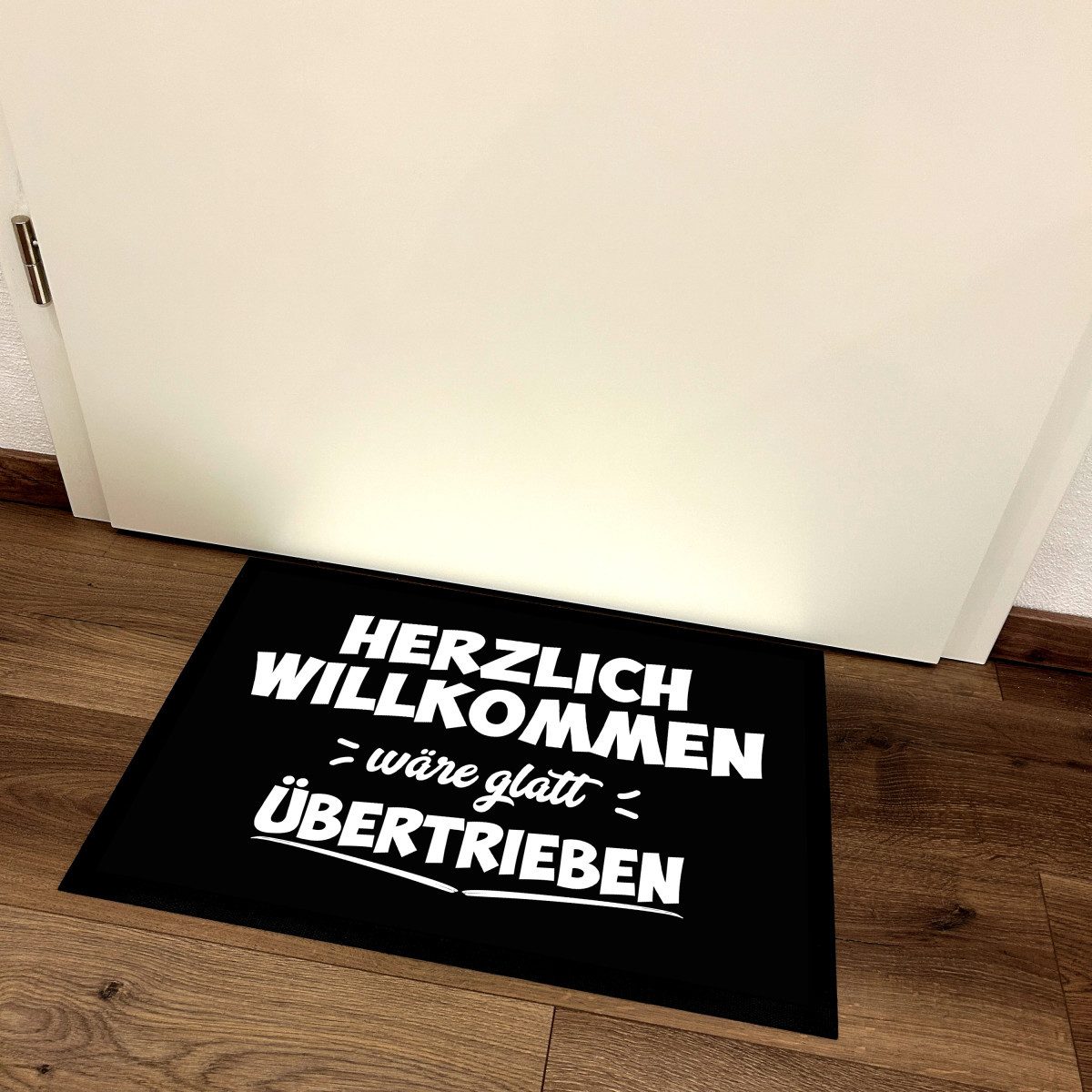 Herzbotschaft Fußmatte Türmatte Schmutzfangmatte mit Spruch HERZLICH WILLKOMMEN wie glatt, 2 mm hoch