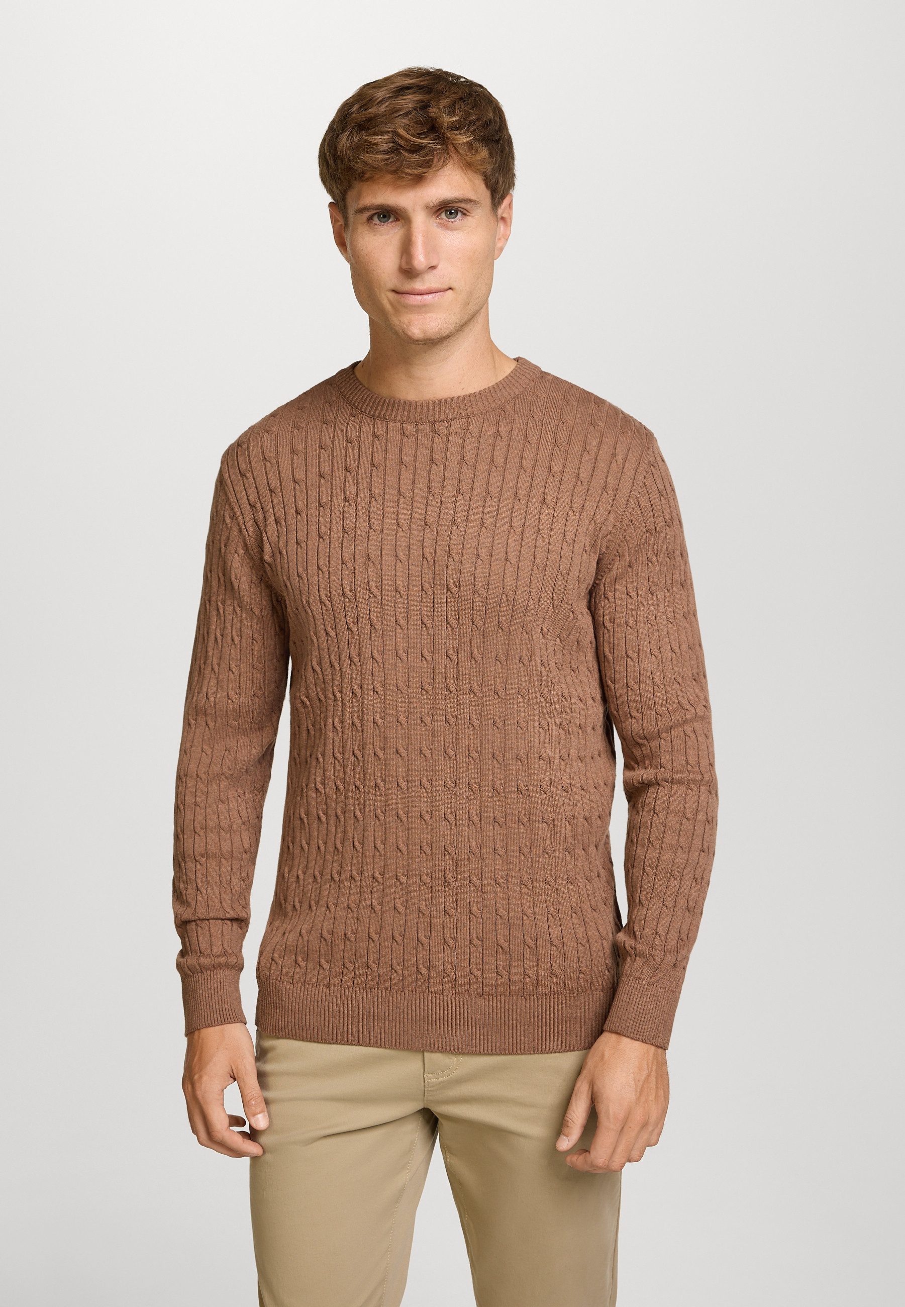 Kronstadt Strickpullover Herren KSCable Pullover Herrenpullover Feinstrickpullover mit Rundhalsausschnitt