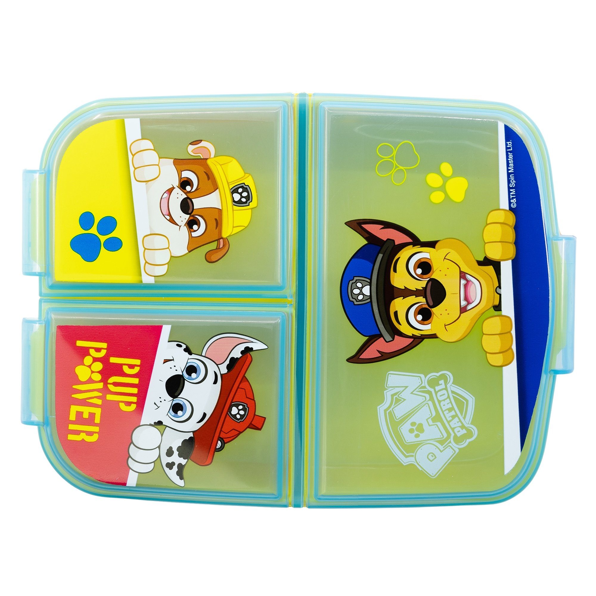 POWER, Lunchbox Kunststoff, frei Brotdose Kinder PAW BPA mit 3-Fach-Unterteilung PUP PATROL