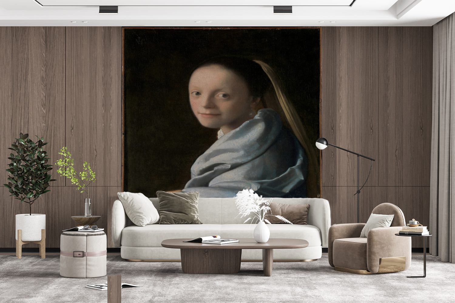 Küche, Mädchens Johannes Kopf Wohnzimmer Vliestapete Fototapete Schlafzimmer MuchoWow bedruckt, für St), Matt, Vermeer, - eines Fototapete (4