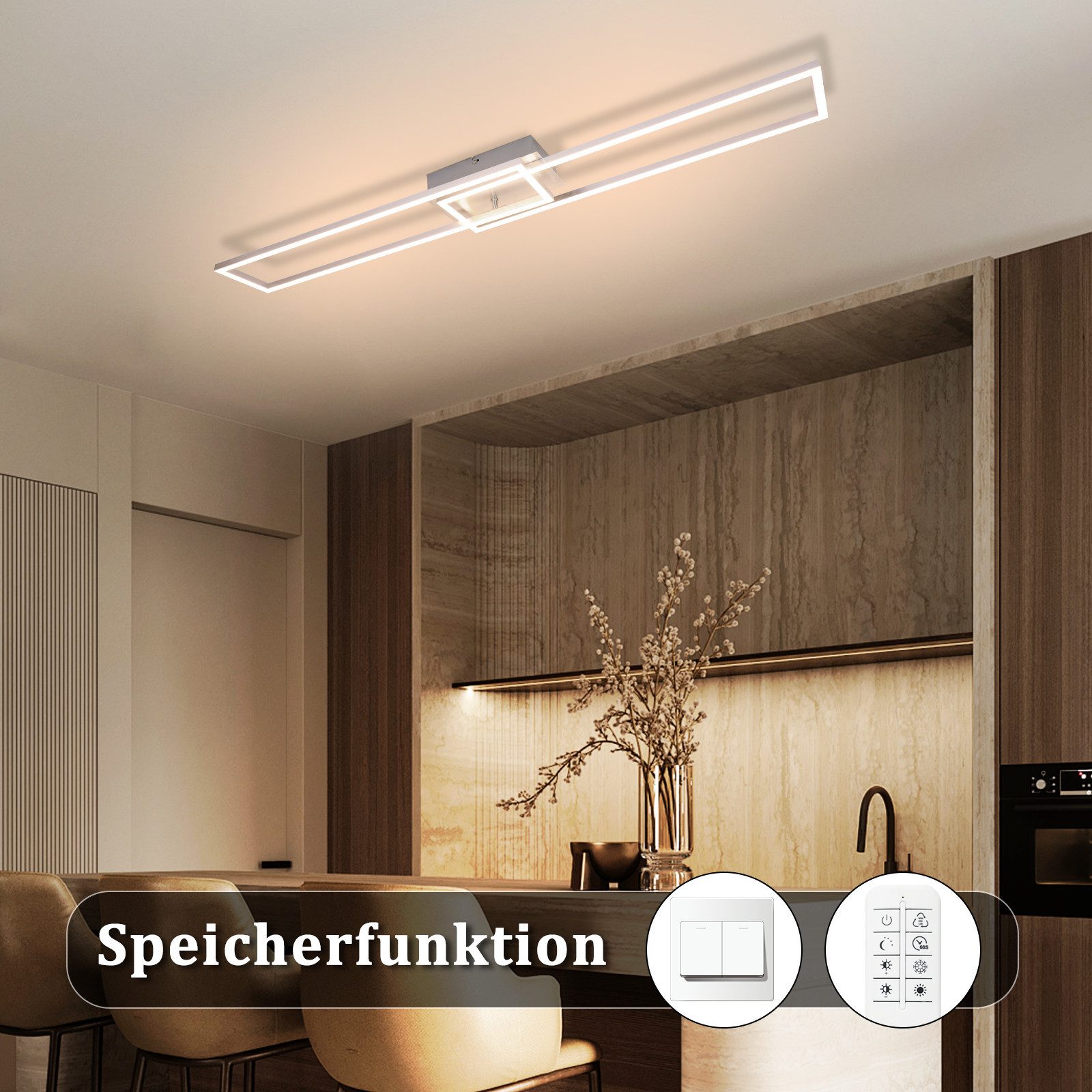 ZMH LED Deckenleuchte Wohnzimmer Schwarz 2/3 günstig online kaufen