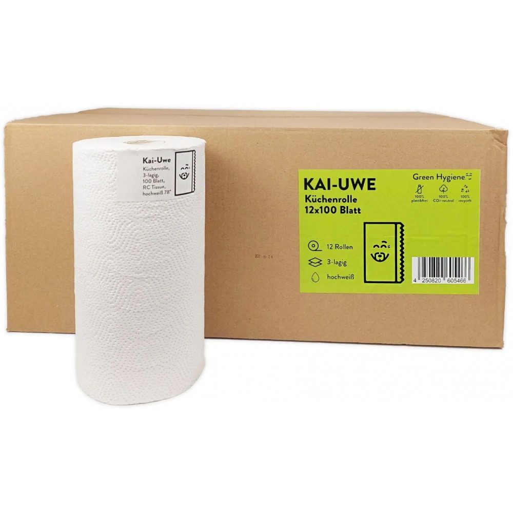Green Hygiene® Papierküchenrolle KAI-UWE 12 Rollen 3-lagig - Küchenrollen - weiß