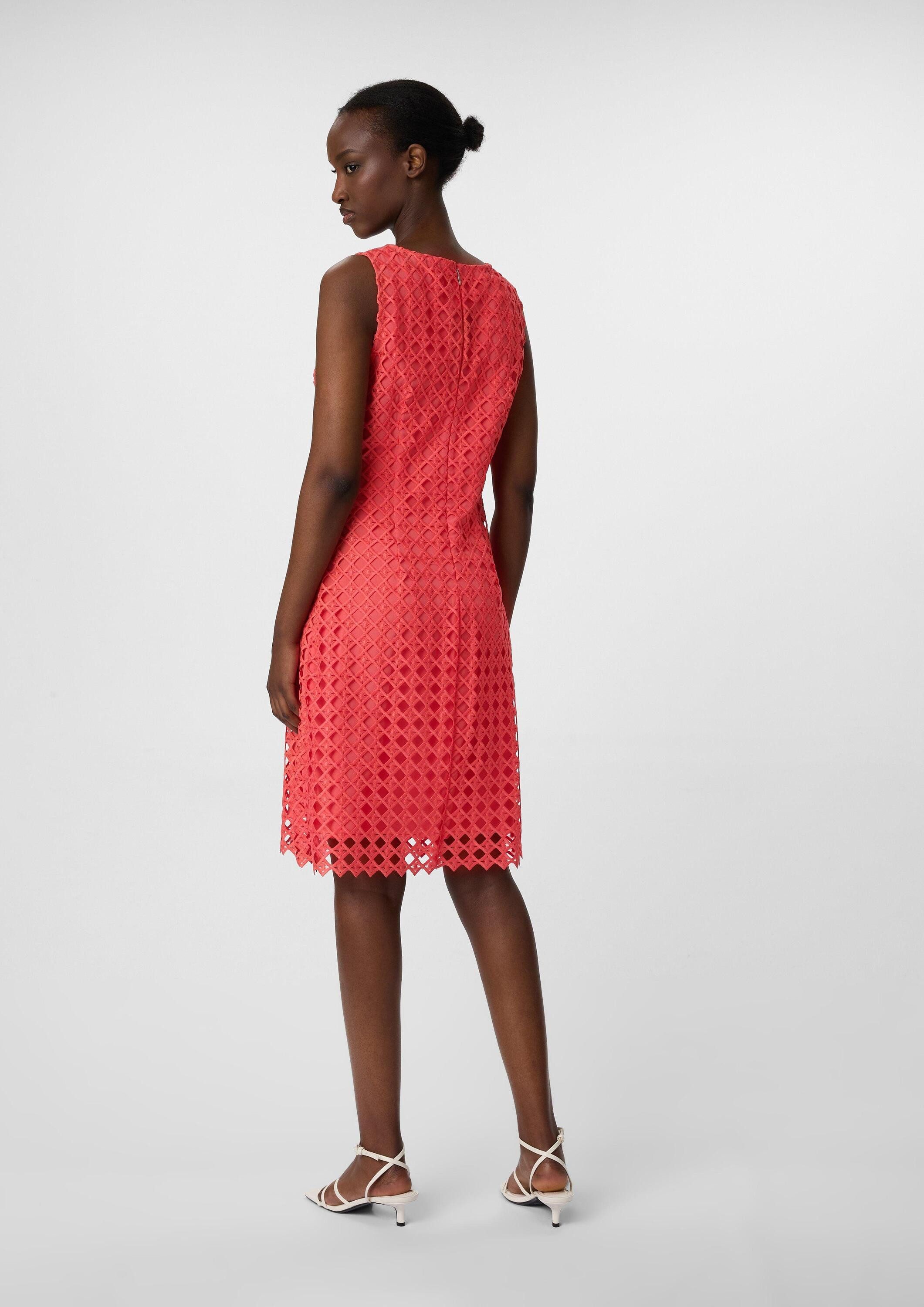 comma Minikleid Kleid Tailliertes Spitzenkleid mit blickdichtem Futter