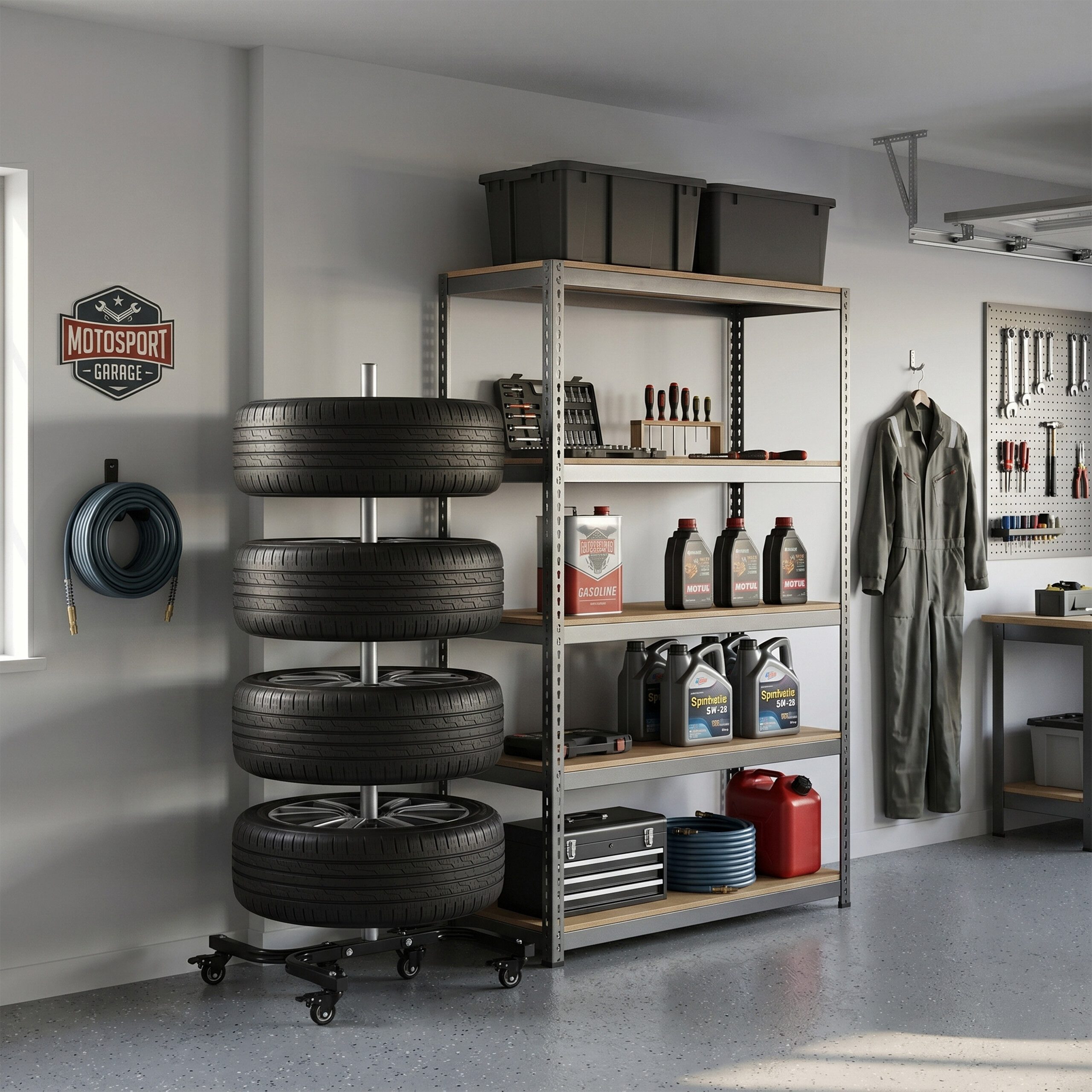 relaxdays Felgenbaum Reifenständer mit Rollen für 4 Reifen