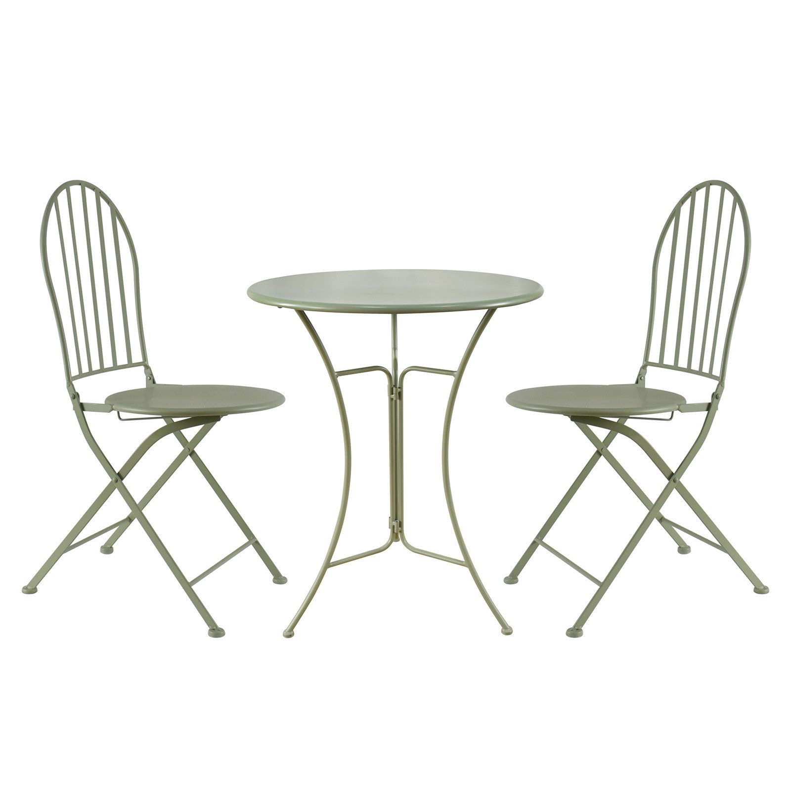 HTI-Living Garten-Essgruppe Bistro Set mit Tisch und 2 Stühlen Metall Ivy Grün für Balkon Terrasse, (Set, 3-tlg., 1 Tisch 2 Stühle), Sitzgruppe Essgruppe Balkonset