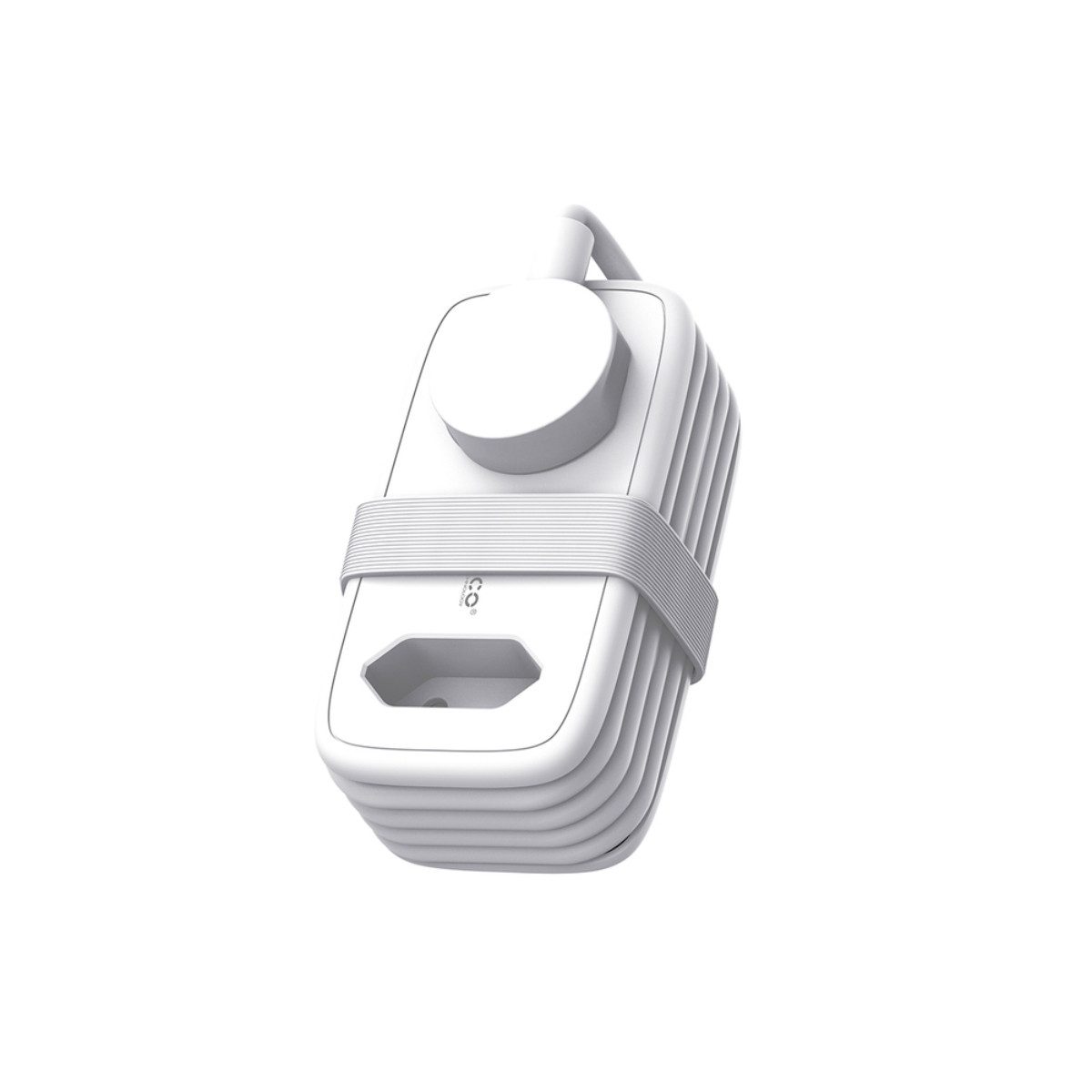 ORICO APP Steckdosenleiste 5-fach (2 USB-A-Anschlüsse, 1 USB-C-Anschluss, 2 Schuko-Steckdosen, Integrierte Kabelaufwicklung), Flacher Stecker