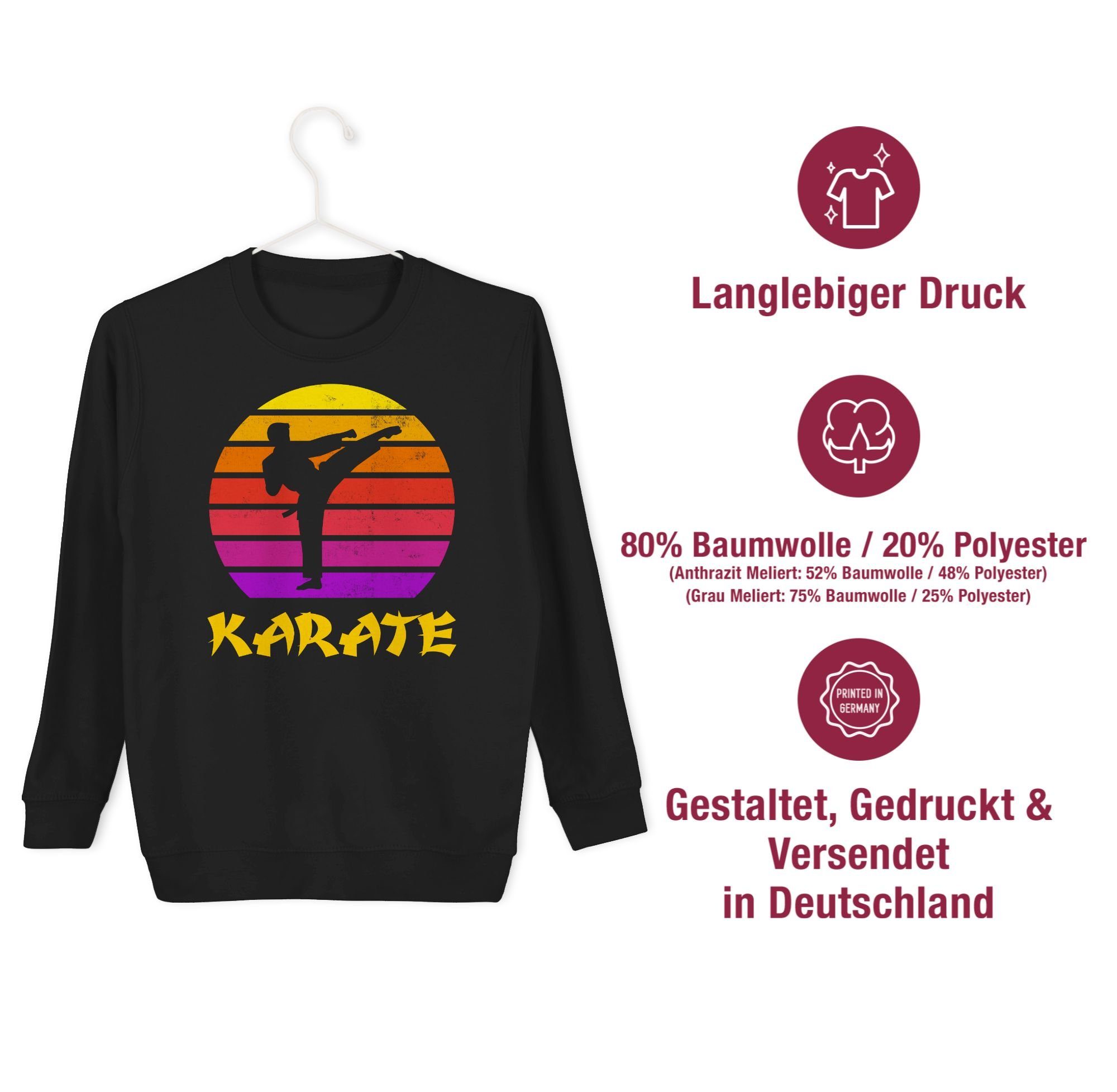 Sport Kinder Shirtracer Sonne Kleidung Retro Sweatshirt Karate 1 Schwarz