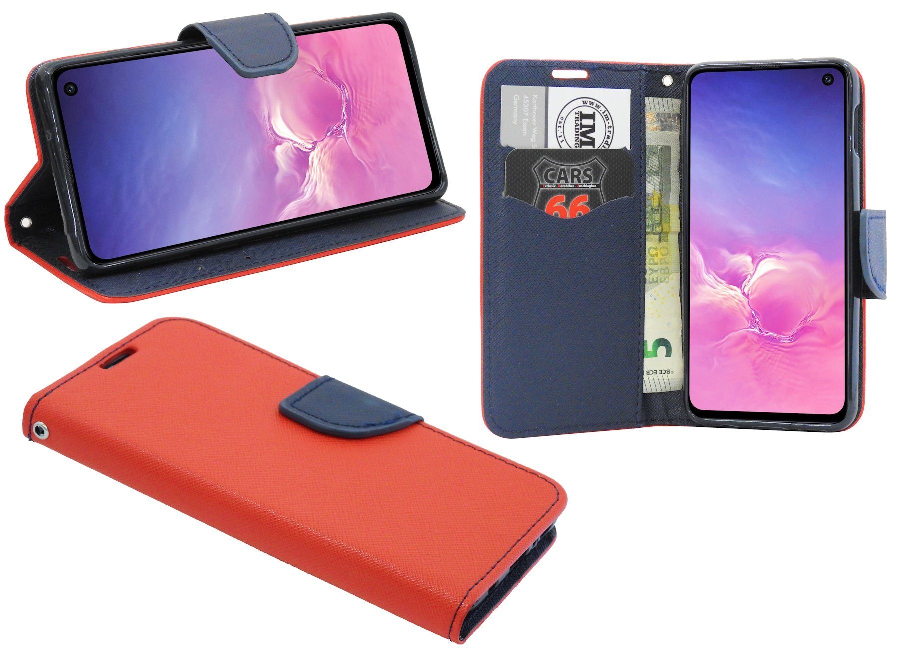 cofi1453 Handyhülle Hülle Tasche für Samsung Galaxy S10e, Kunstleder Schutzhülle Handy Wallet Case Cover mit Kartenfächern, Stan