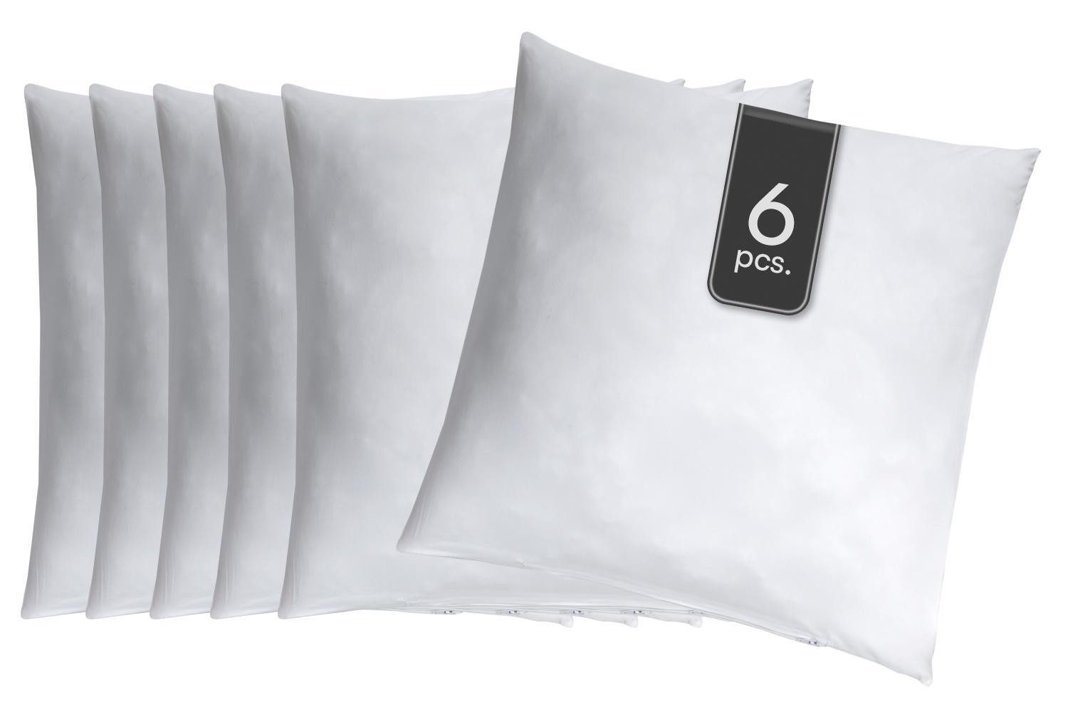 Home4You Kissenfüllung für Zierkissen, 6er Set, Weiß, Mikrofaserbezug, Faserbällchenfüllung, 180 Gramm, Waschbar