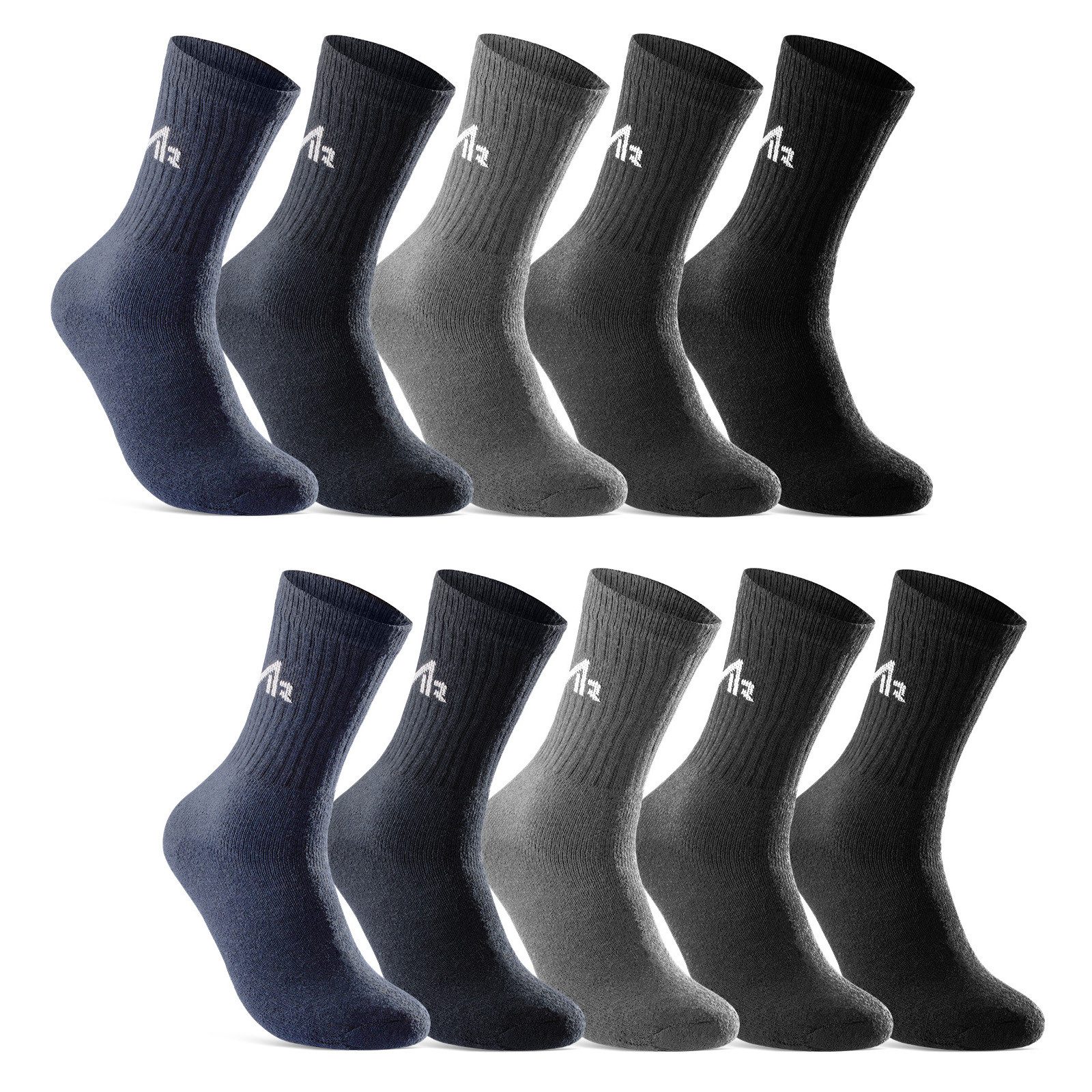 sockenkauf24 Sportsocken 10 Paar "i1R" Sport Socken Herren & Damen Socken Tennissocken (Gemischt, 35-38) mit Frotteesohle - 10300