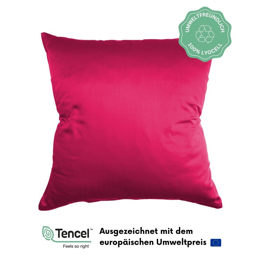 Kissenbezug Luxus Lyocell Kissenbezug, TENCEL™, Atmungsaktiv & Weich, COZY HEAVEN Berry Red