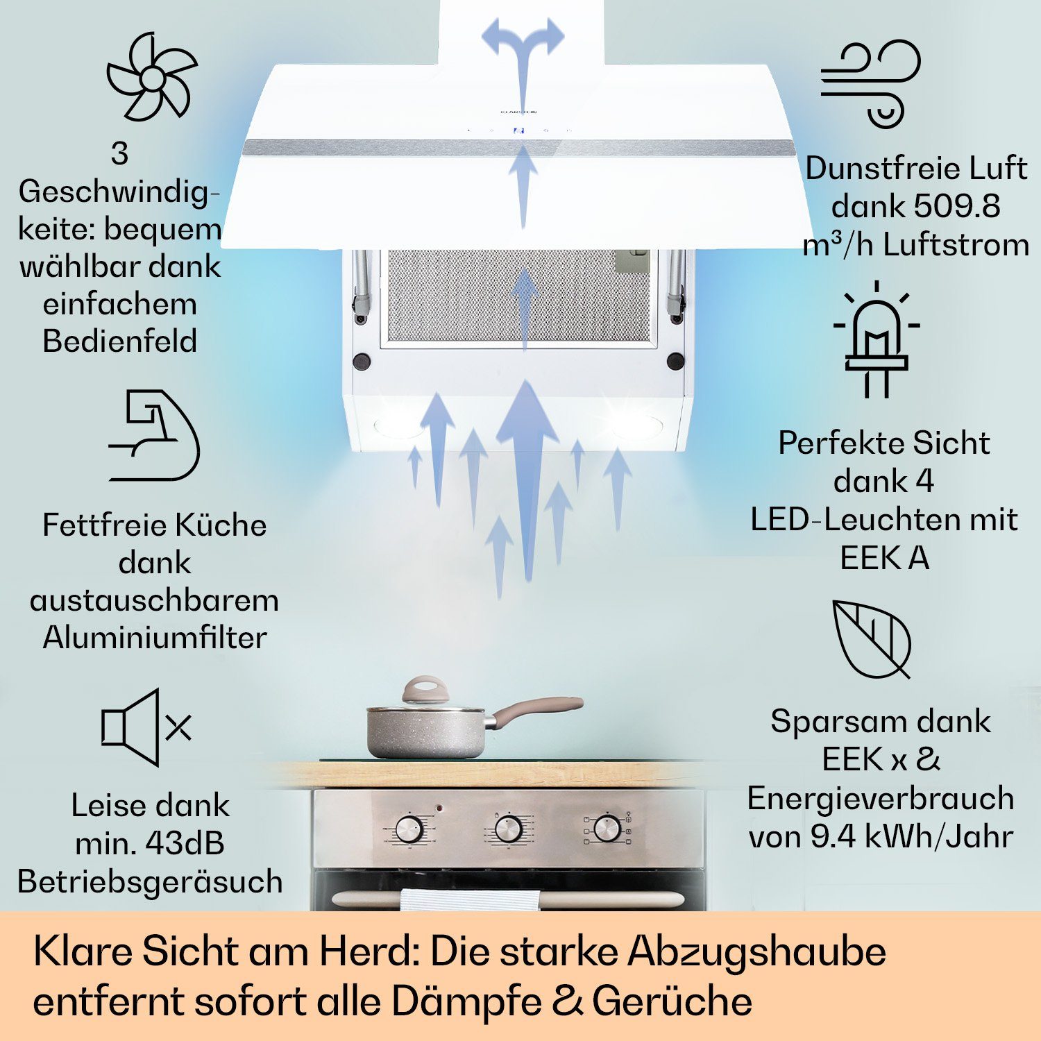 Klarstein Deckenhaube Clara Clara, Abzugshaube kopffrei Abluft Umluft Haube Wand