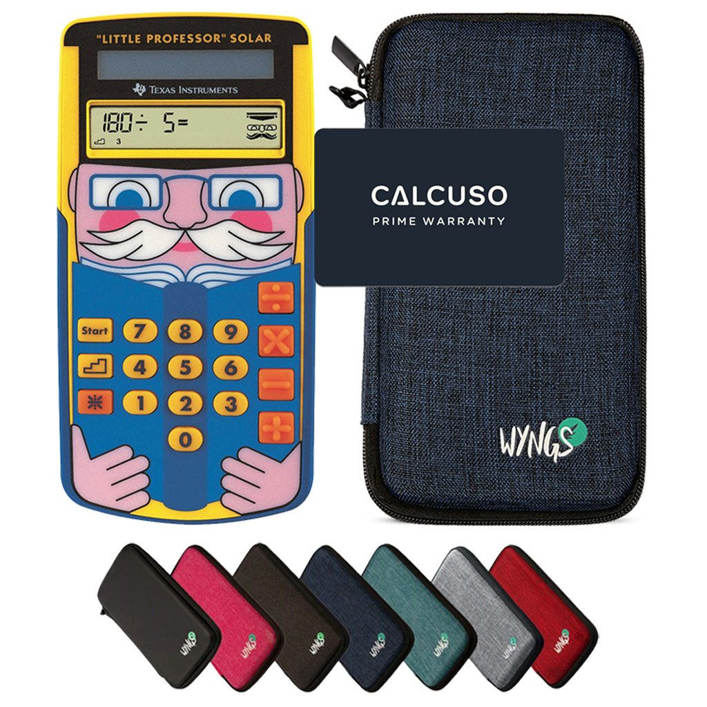 Texas Instruments Taschenrechner TI-Little Professor inkl. WYNGS Schutztasche Blau