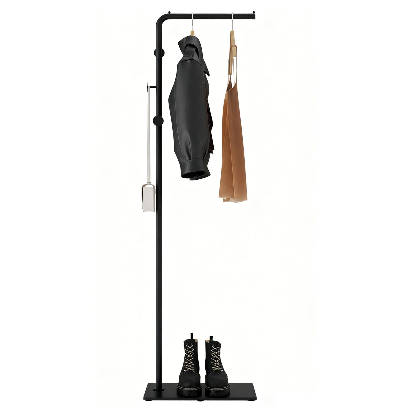 QUBEBU Garderobenständer Abnehmbar Kleiderständer mit 3 Haken Platzsparend Standtrockner 170cm, (Set, Beweglich Jackenständer Garderobe für Kleidung, Taschen und Hüte), 25x39.5x170cm, für Flure, Wohnzimmer, Schlafzimmer, Korridore, Balkone