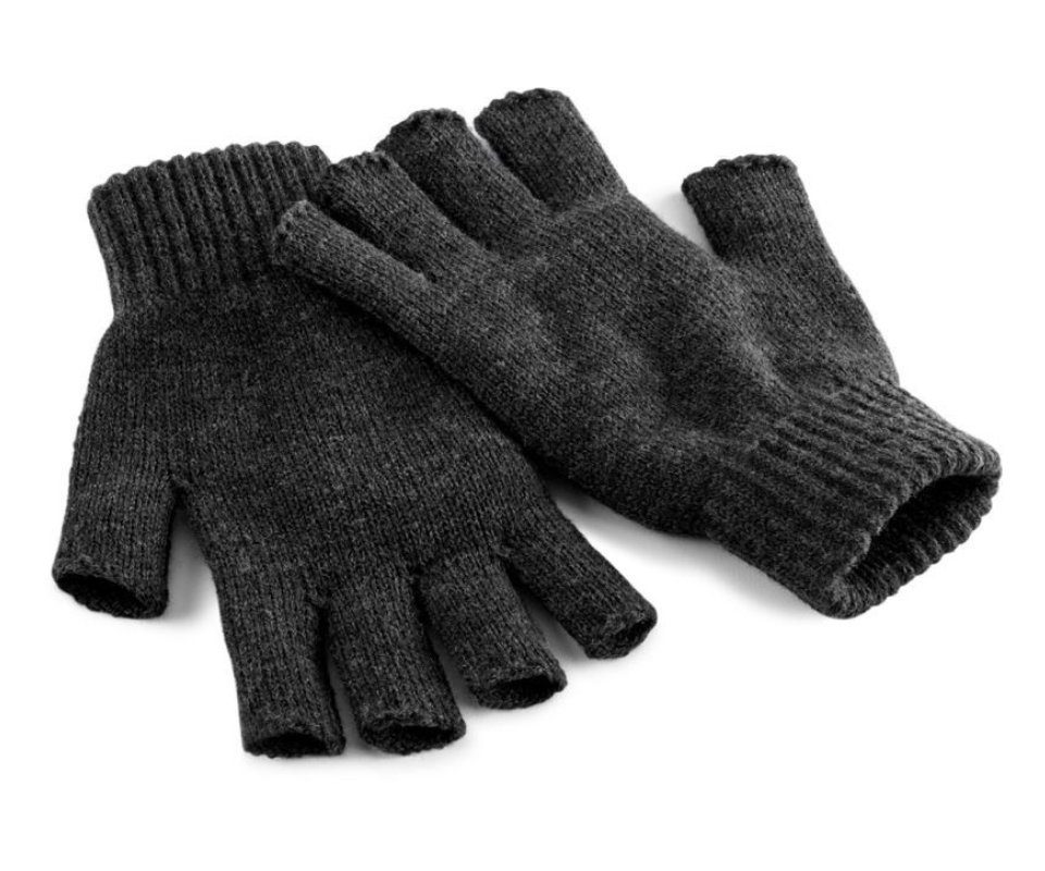 Beechfield® Strickhandschuhe Fingerlose Handschuhe Strick Herren Damen Charcoal