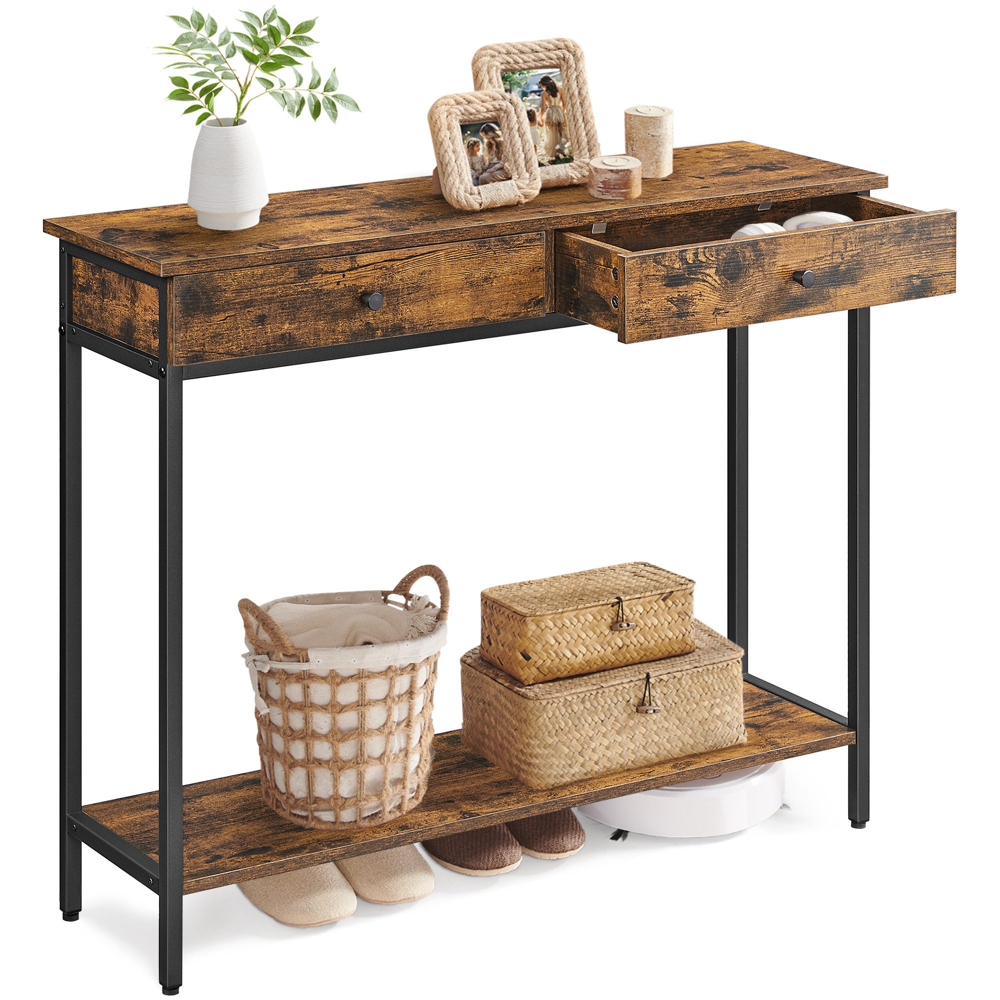 VASAGLE Konsolentisch, Flurtisch, Beistelltisch, Sofatisch mit 2 Schubladen günstig online kaufen