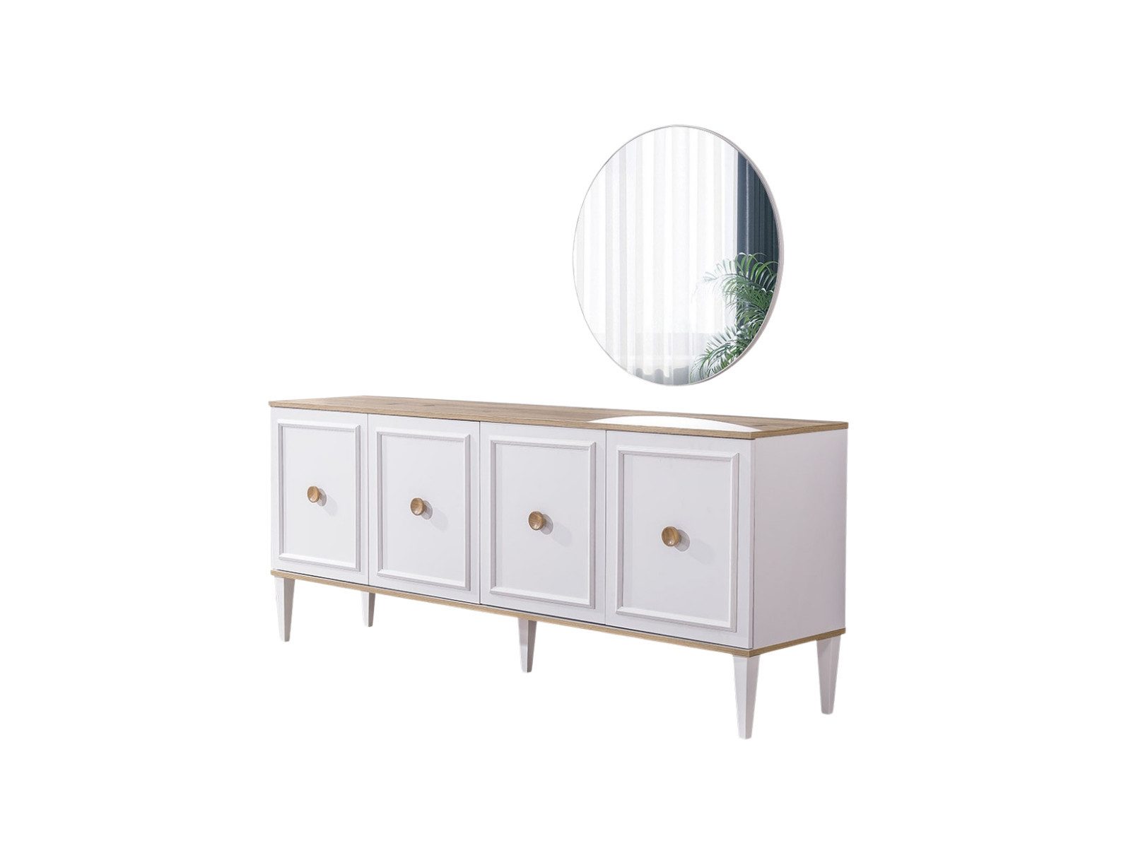 Villa Möbel Sideboard Afrin (Packung, 1 St., 1 St. Sideboard), Sideboard mit Spiegel und Stauraum für Esszimmer