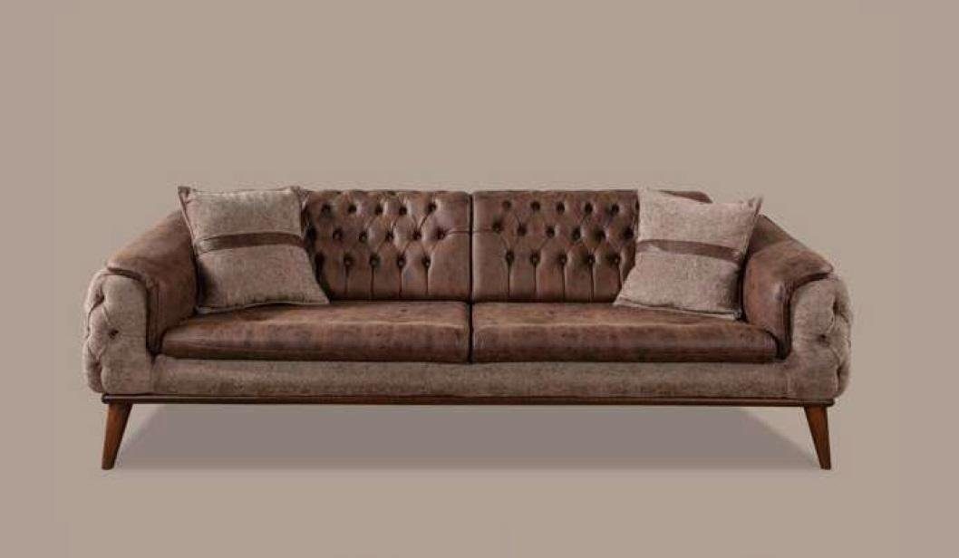 3+3+1 JVmoebel Design Luxus Braun Chesterfield Sessel Wohnzimmer-Set Sofagarnitur Sitzer Sofas