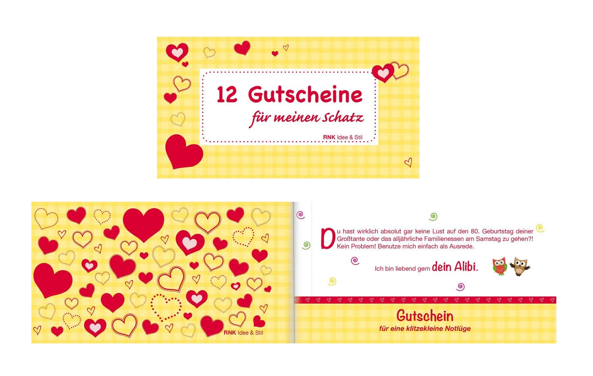 RNK Verlag Notizheft Gutscheinheft / "12 Gutscheine für meinen Schatz"