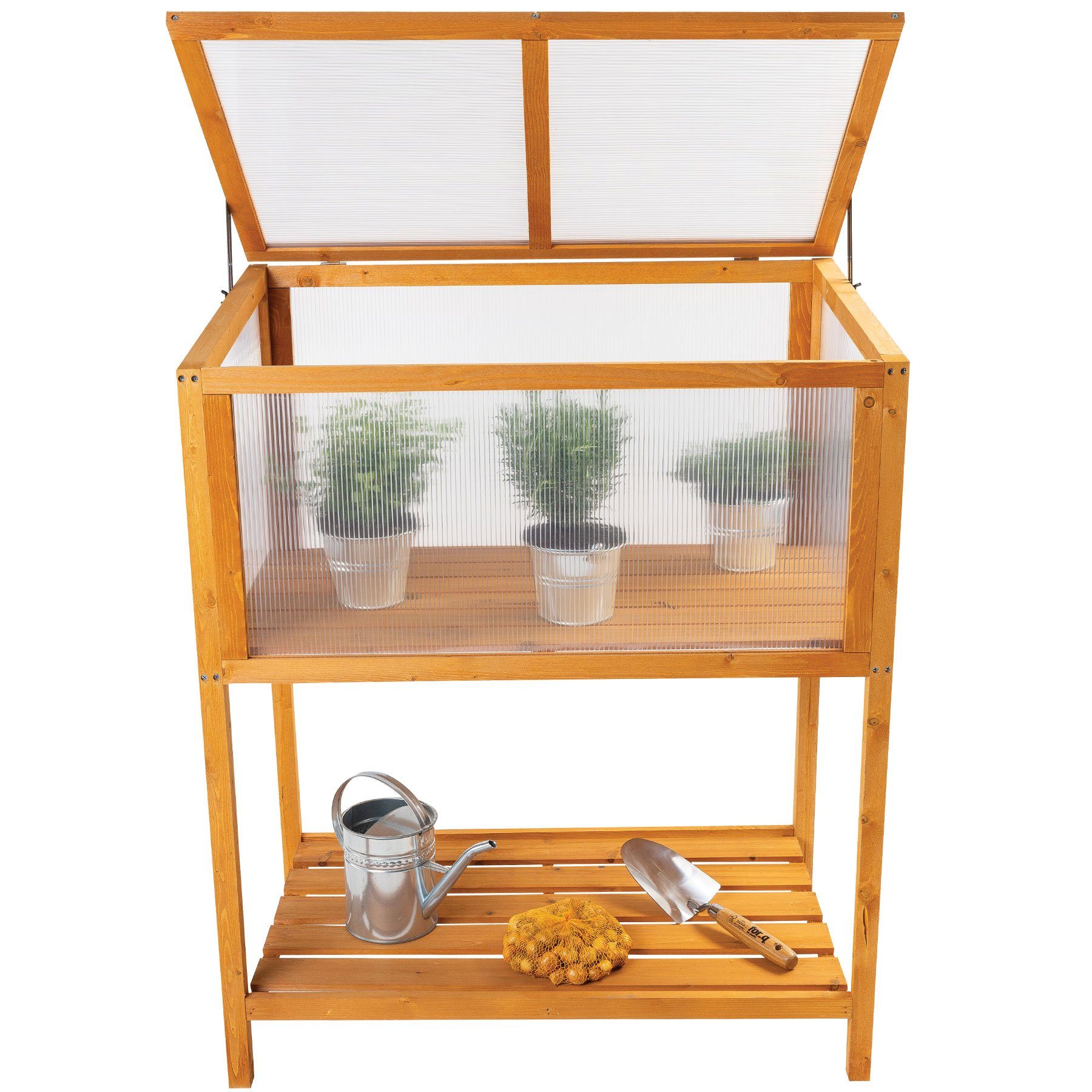 NYVI Frühbeetaufsatz Hochbeet mit Frühbeetaufsatz NYVIGreen - Frühbeet Pflanzkasten Holz, Gewächshaus für Jungpflanzen, perfekt für Garten, Balkon & Terrasse