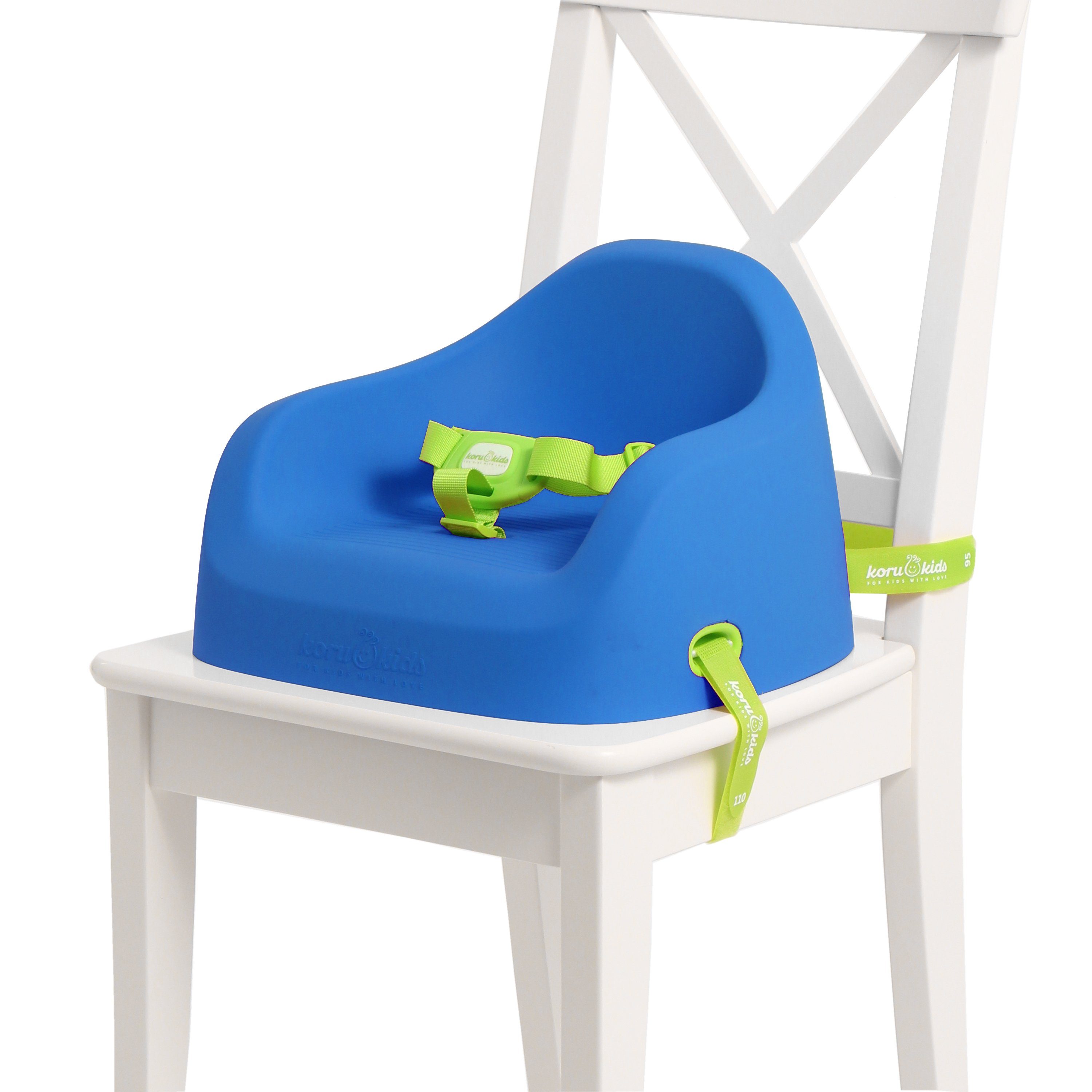 Koru Kids Kindersitzerhöhung Toddler Booster, ab: 12 Monate, bis: 7 Jahre plus, bis: 40,00 kg, Leicht am Stuhl zu fixieren, leicht zu reinigen, stapelbar, robust Ocean Blue