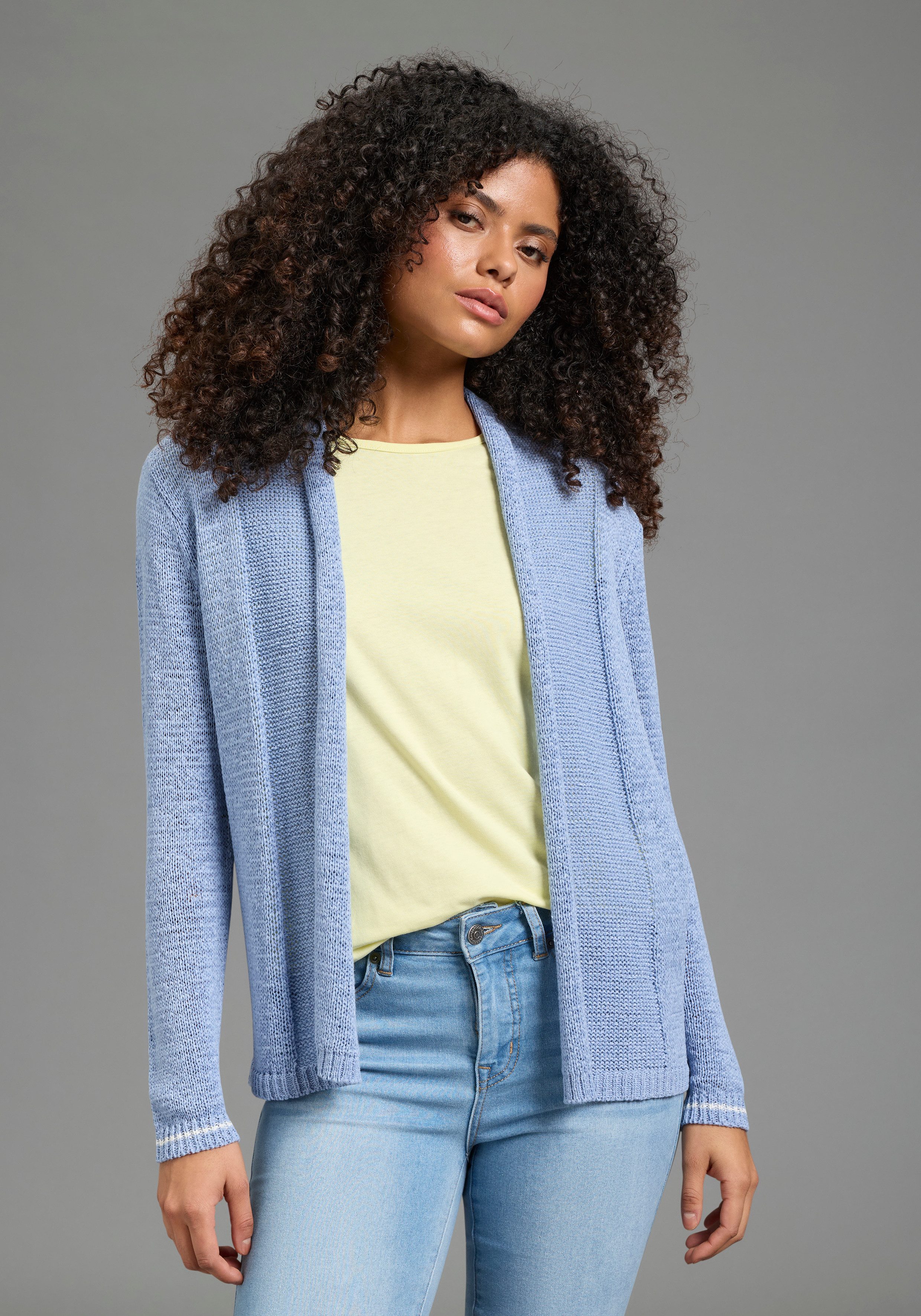 Laura Scott Strickjacke mit lässigem Schalkragen, figurumspielende Passform günstig online kaufen