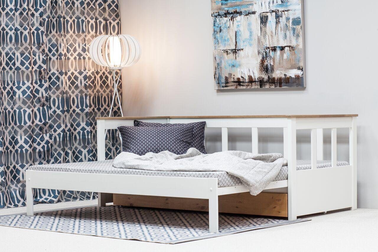 Home affaire Daybett "AIRA" skandinavisches Design, ideal fürs Jugend- oder Gästezimmer, Gästebett, mit ausziehbarer Liegefläche, zertifiziertes Massivholz