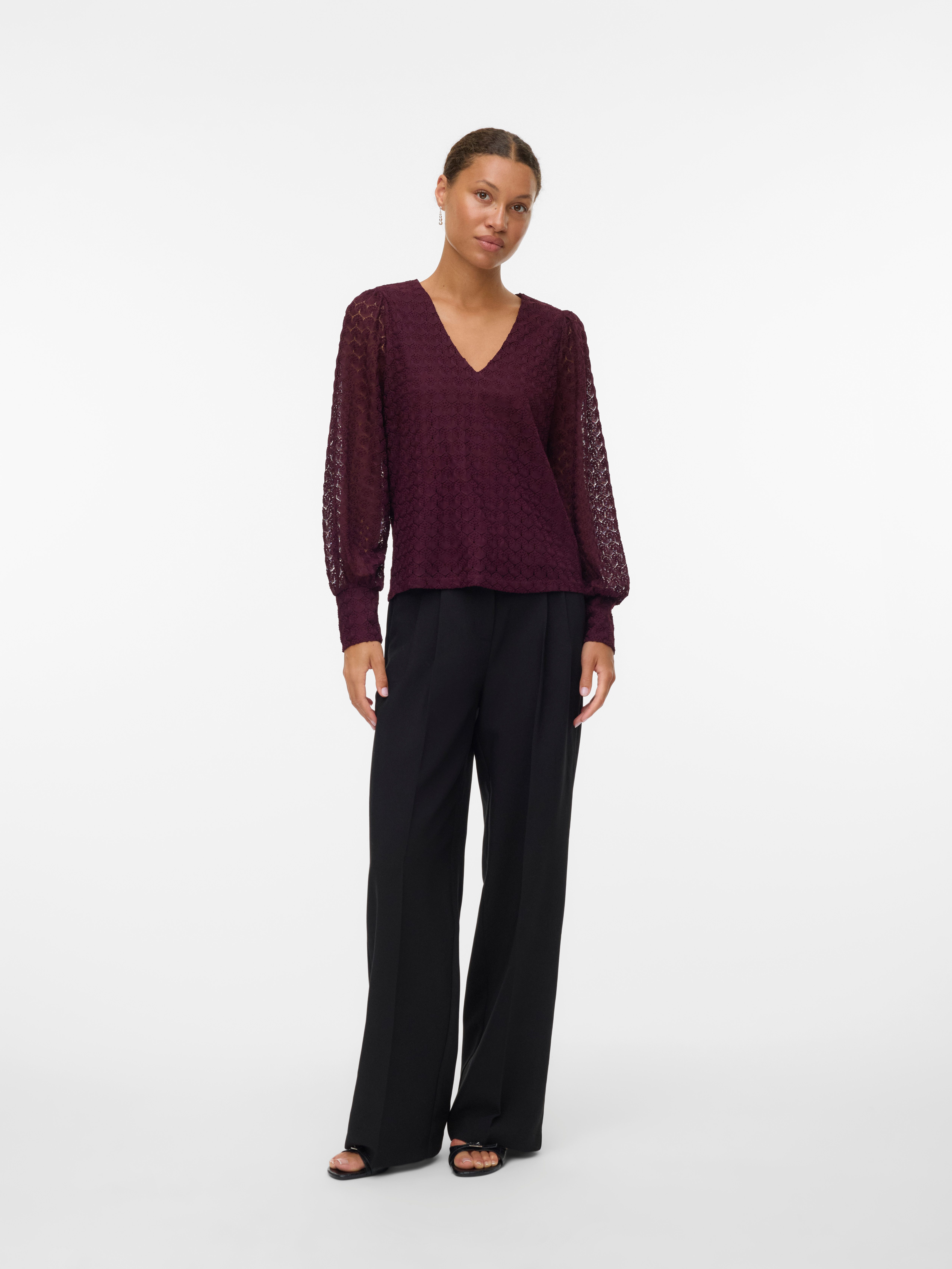Vero Moda Langarmshirt VMBECCA LS V-NECK LACE TOP JRS NOOS – Bild 5 von 5