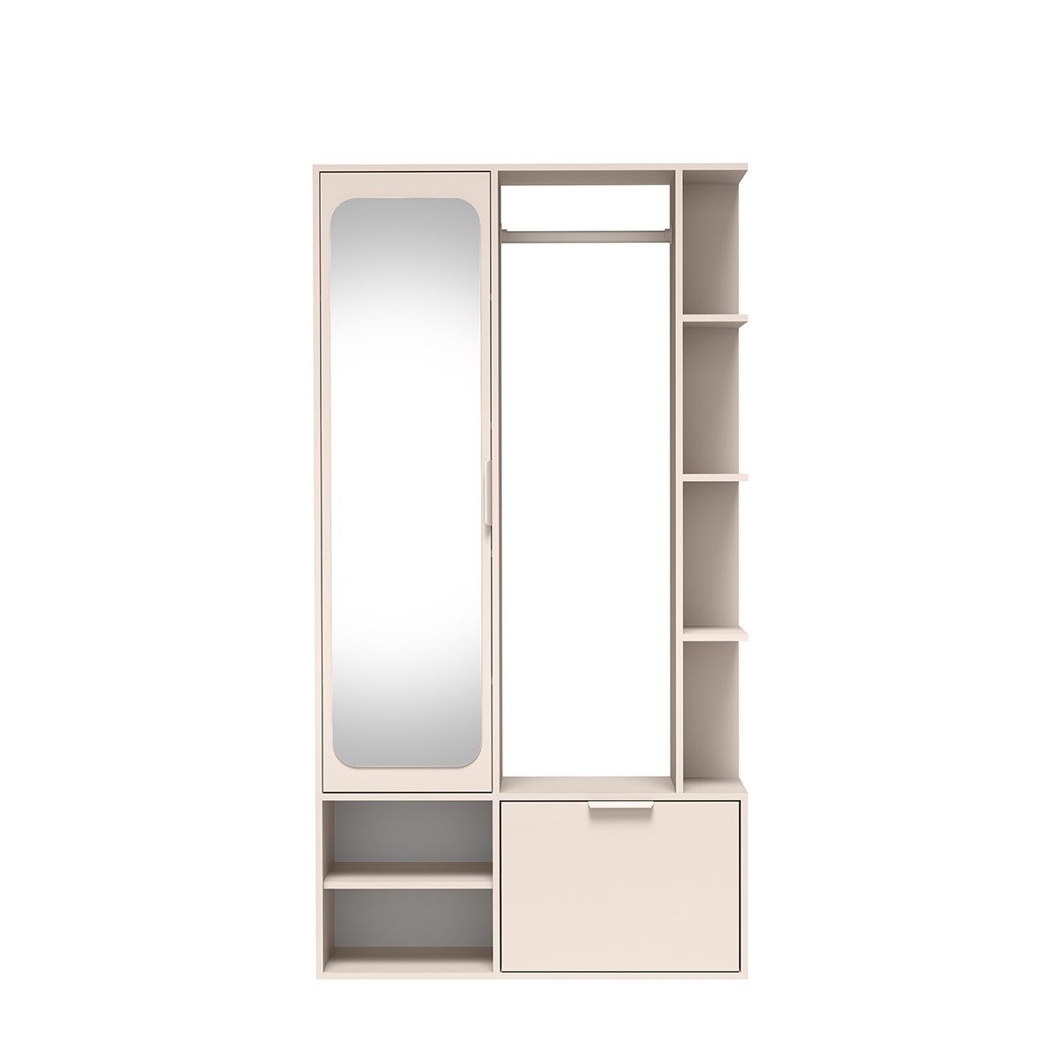 Masseno Garderobenschrank MORBIDO 100 x 189,4 cm Flurmöbel mit Spiegel und 2 Türen Kaschmir