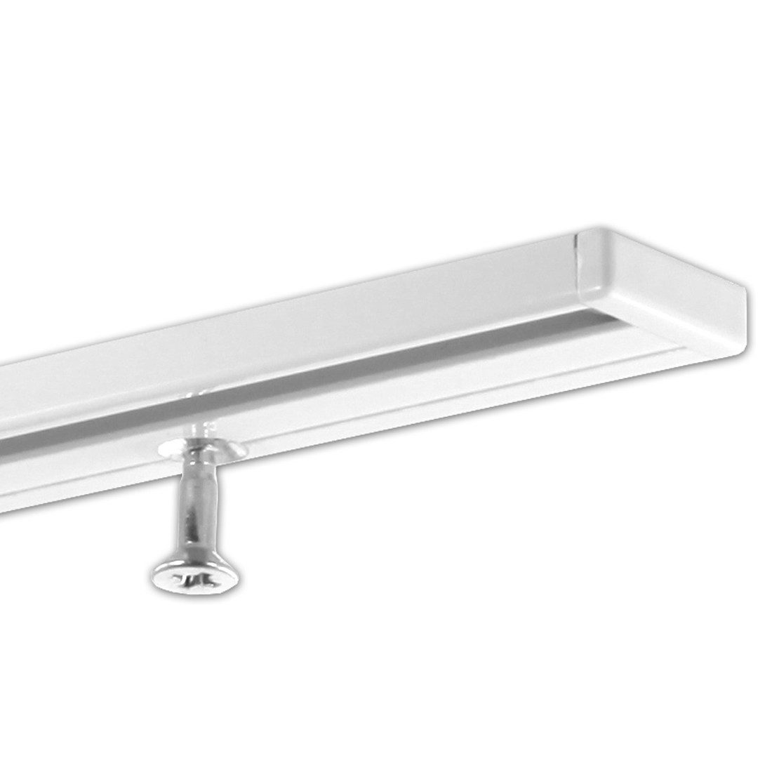 Gardineum Gardinenschiene Vorhangschiene in Aluminium, 1-läufig, flach, ab 2 m mittig geteilt, 1-läufig