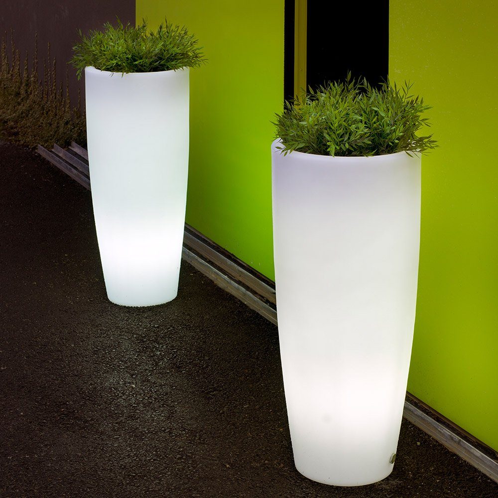 Big Licht-Trend Weiß, RGBW beleuchteter Dekotopf Kaltweiß Bambu Akku und & LED mit Fernbedienung Dekolicht